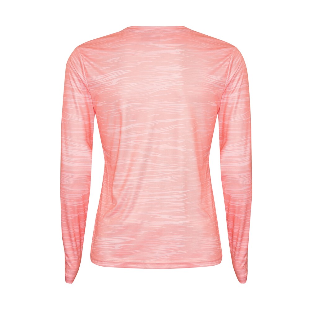 Women's Quick-Dry UPF 50+ Fishing Shirt - Coral Swell Print, Lightweight & Breathable for Outdoor Activities, Hiking, and Beach Wear