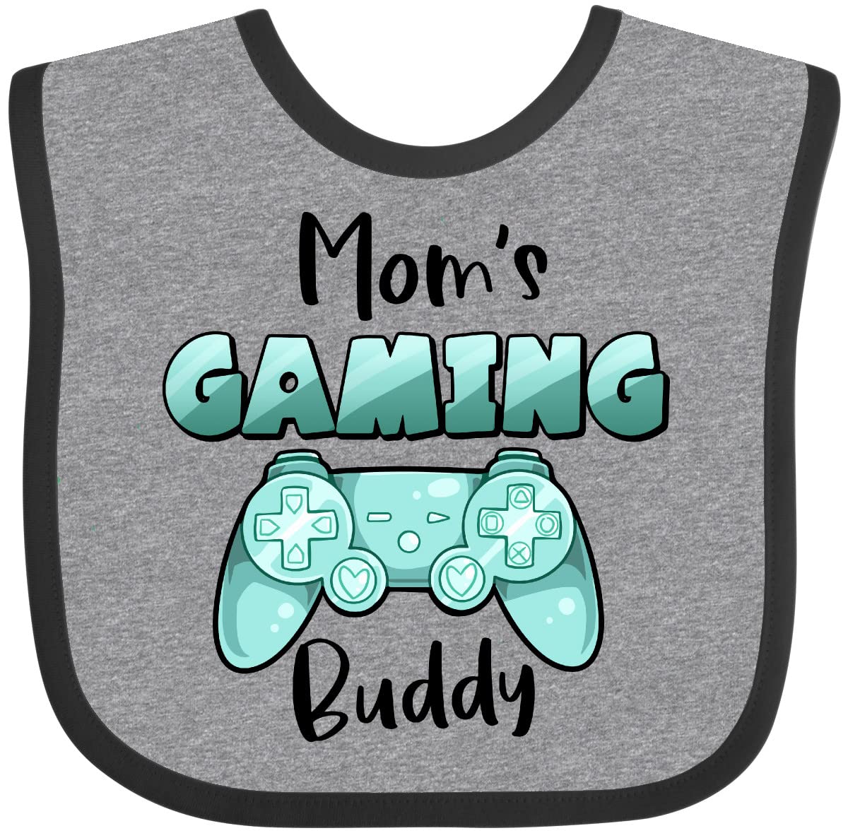 Inktastic Mom's Gaming Buddy - Aqua Controller Baby Bib for Infants & Toddlers | Cute Gamer-Themed Drool Bib for Feeding, Playtime & Photo Shoots | Machine Washable Cotton Bib for Boys & Girls