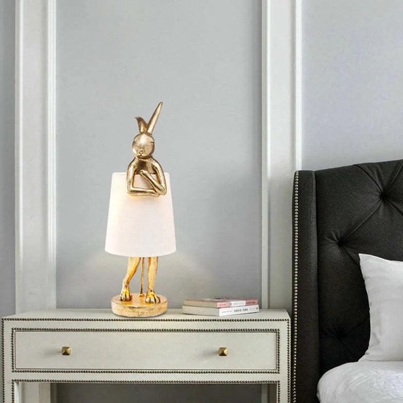 Modern White Rabbit Shaped Bedside Table Lamp - Cute Nightstand Lighting for Nursery, Kids Room & Home Decor