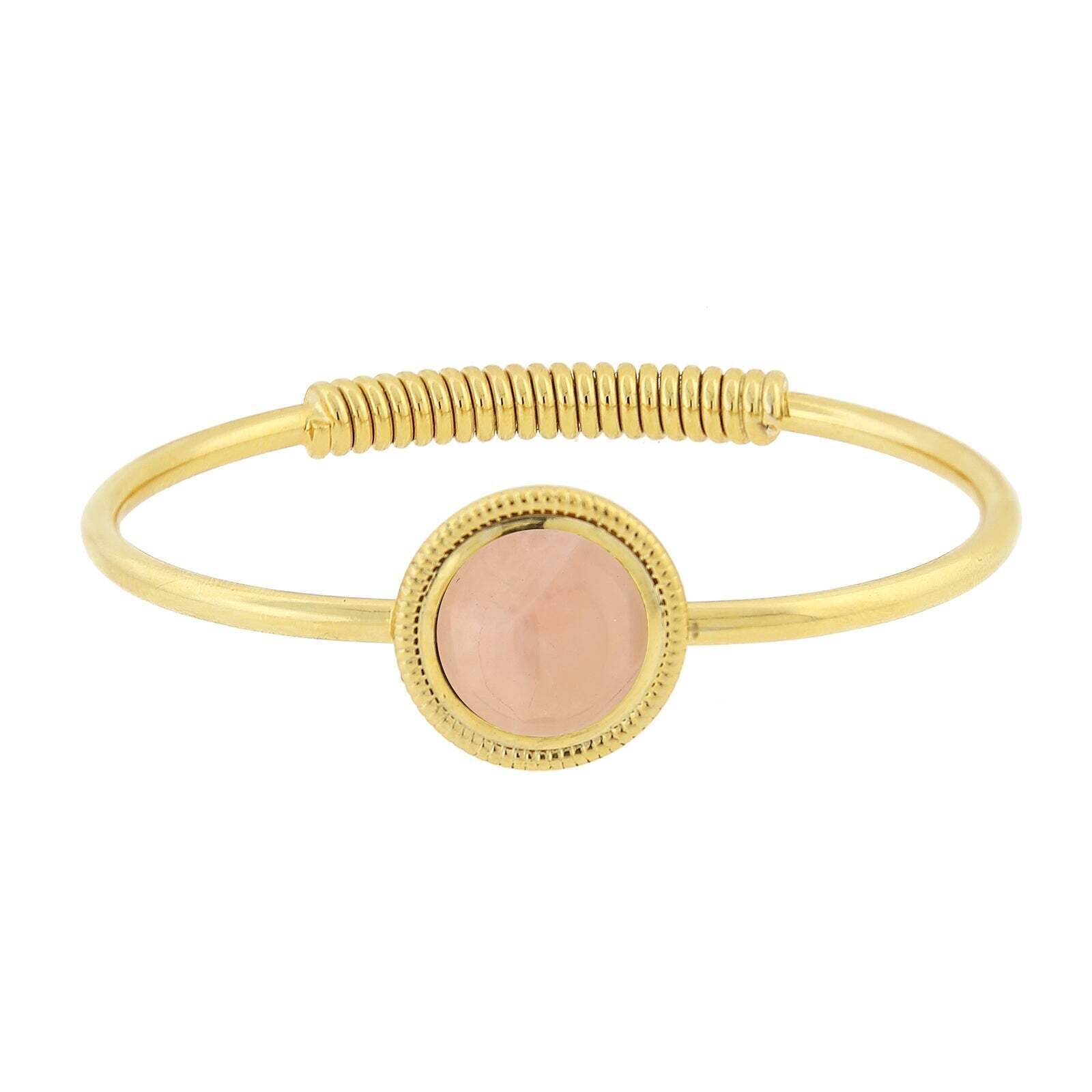 14K Gold Dipped Gemstone Spring Hinge Bracelet for Women - Elegant 1928 Jewelry Collection - Perfect for Weddings, Parties & Everyday Wear