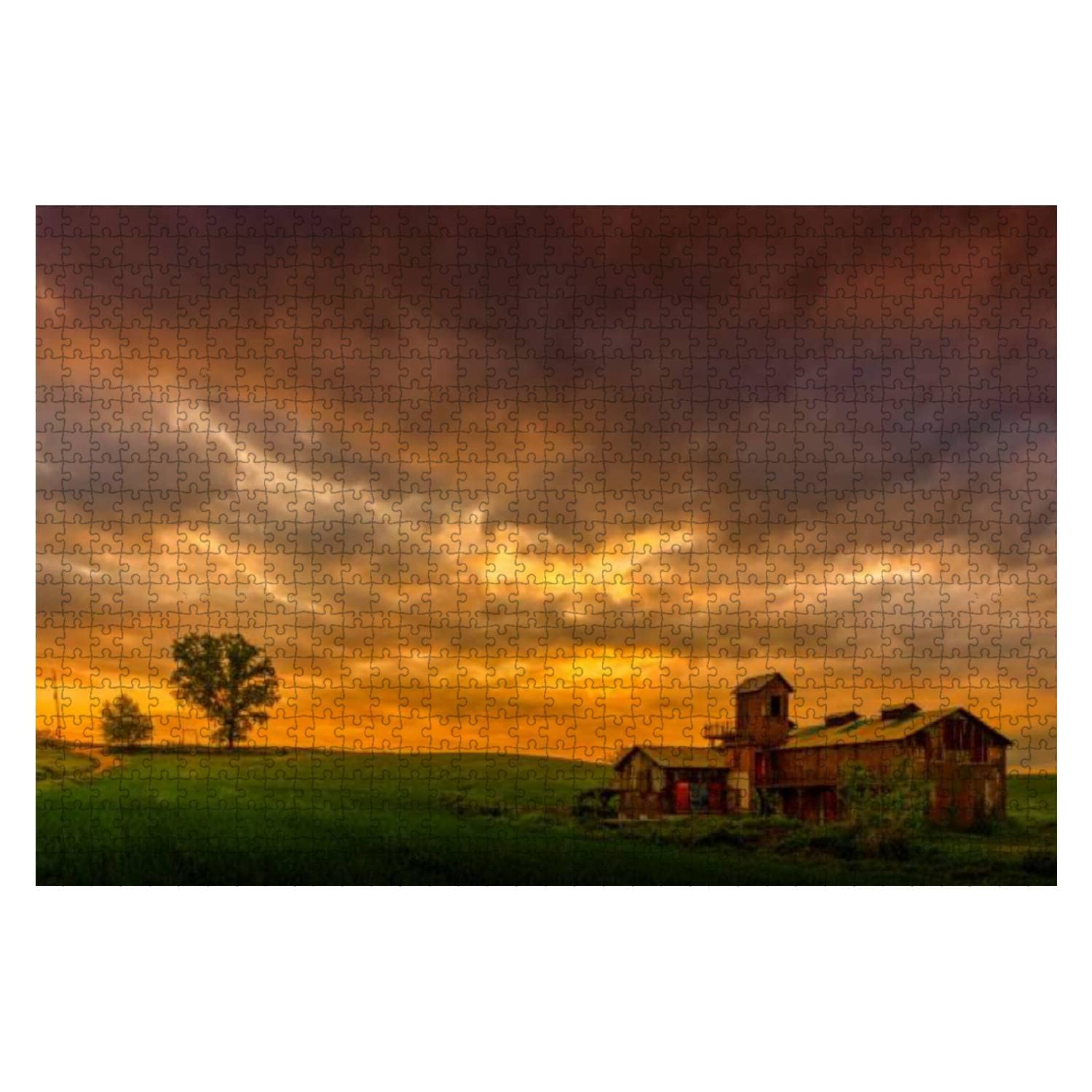1000 Piece Wooden Jigsaw Puzzle - Rustic Countryside Landscape Scenic Nature Wilderness Puzzle for Kids & Adults - Educational Brain Teaser, Stress Relief Game, Perfect Gift for Family Game Night & Relaxation Time