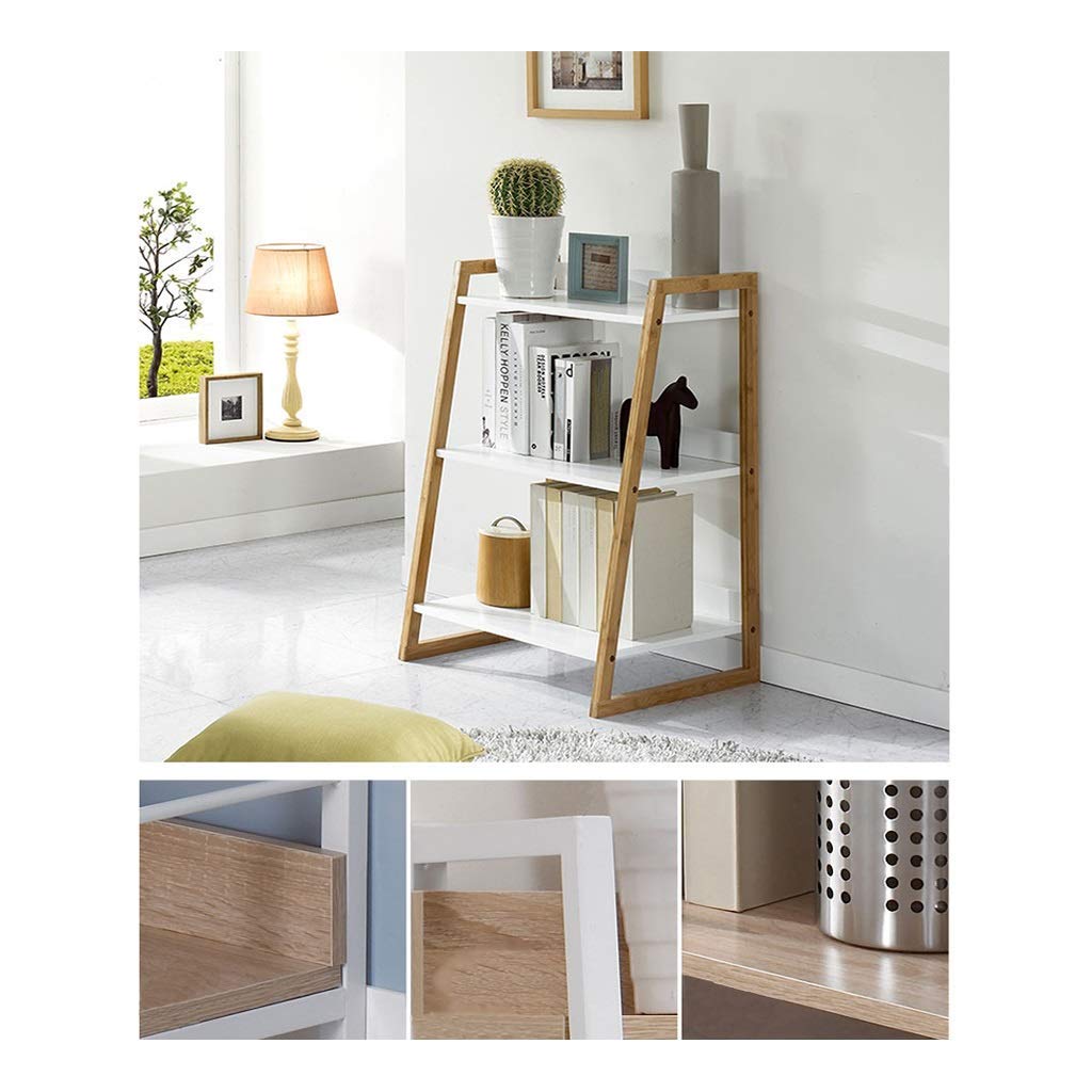 Modern Trapezoidal Bookshelf - 3-Tier Storage Rack for Books, Plants & Home Decor | Space-Saving Shelf for Living Room, Bedroom & Office (White)