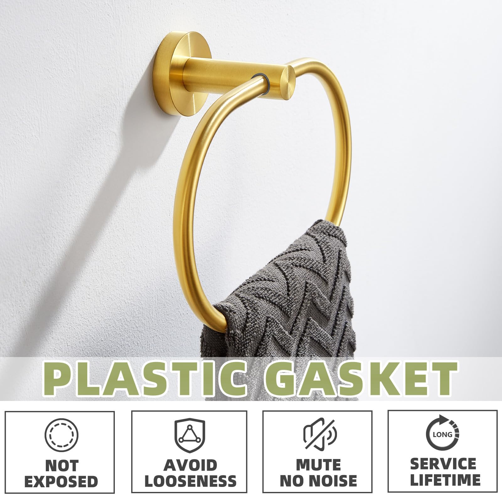 APLusee 304 Stainless Steel Swivel Hand Towel Holder - Brushed Gold Bath Towel Ring for Sink, Modern Bathroom Accessories - Perfect for Kitchen, Bathroom & Powder Room Organization