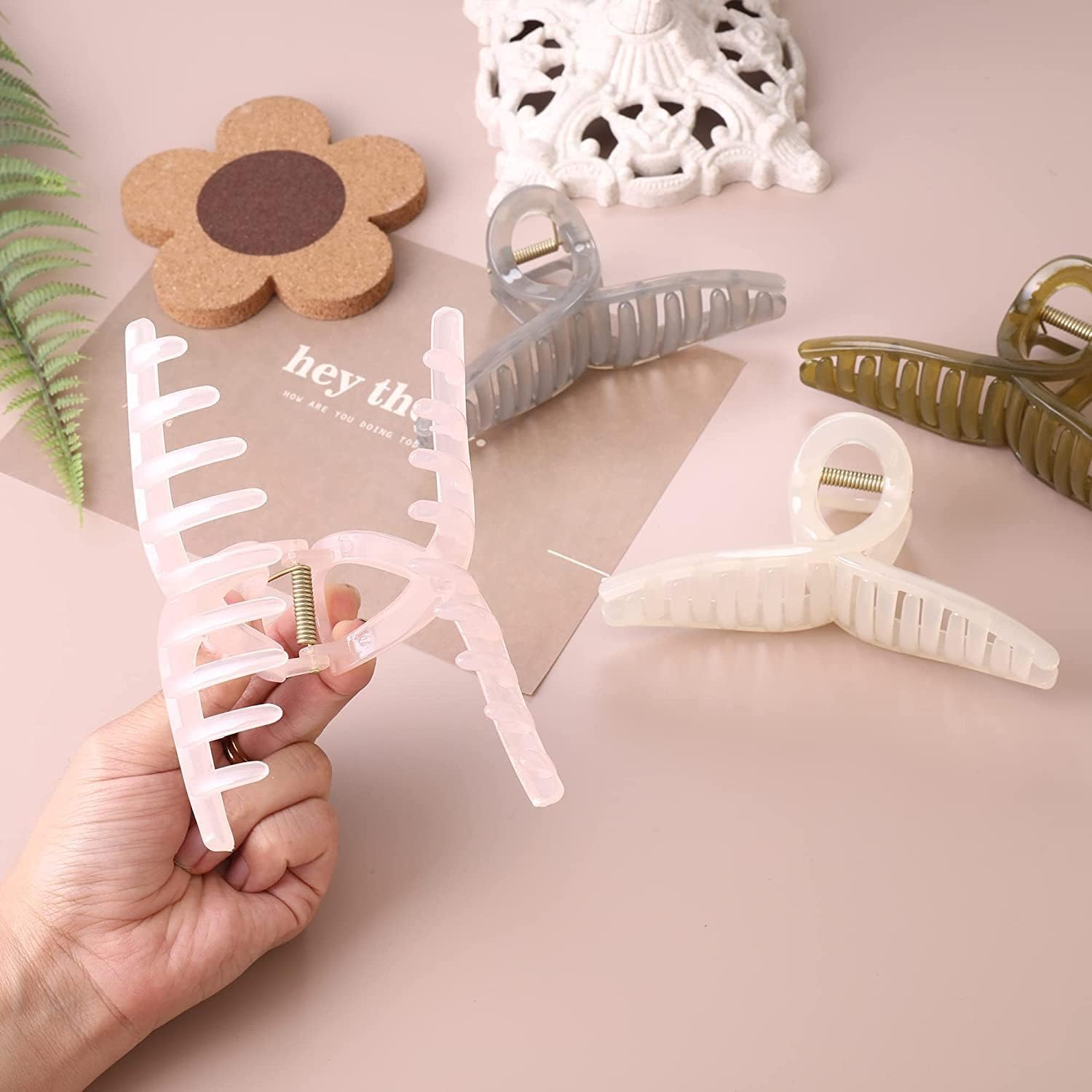 KENDRICK Large Butterfly Hair Claw Clips for Women & Girls - Big Jelly Hair Clips for Long Thick Hair (6-Pack, Free Shipping) - Perfect for Updos, Ponytails & Everyday Hairstyles