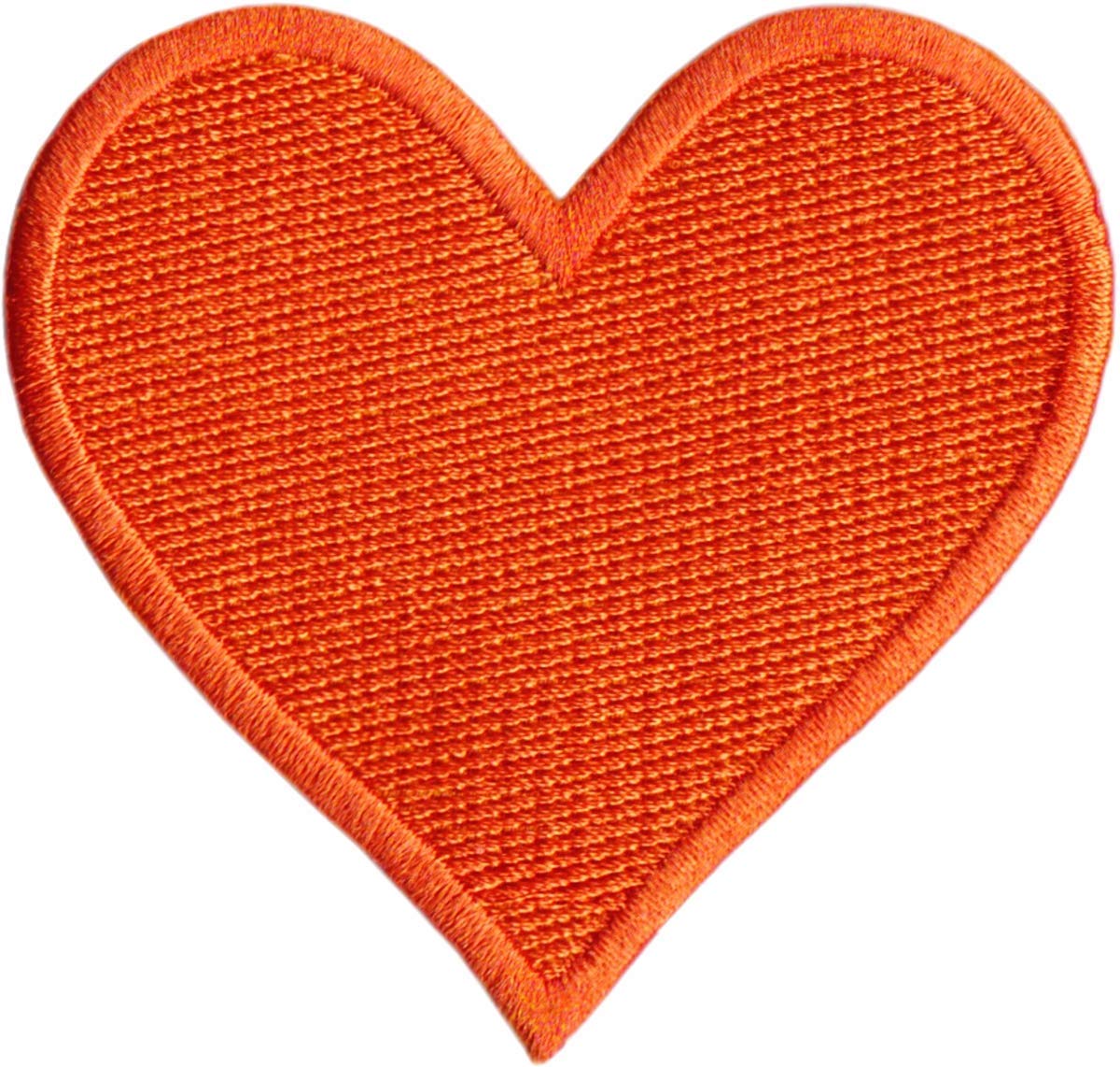 Orange Heart Embroidered Iron-On Patch - DIY Clothing Decoration for Jackets, Hats, Bags & More - Perfect for Customizing Apparel & Accessories