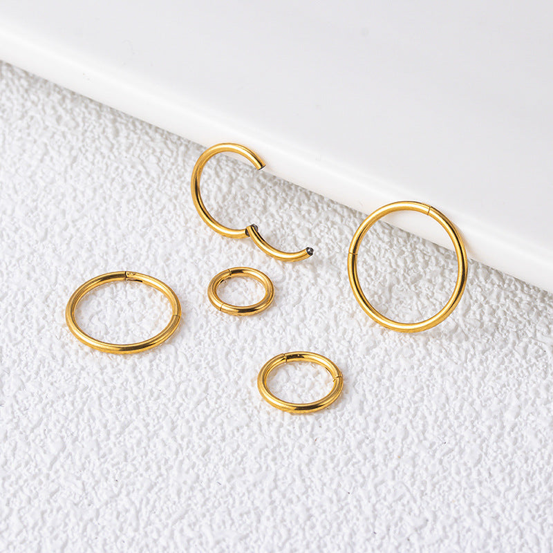 16G Titanium Huggie Earrings & Septum Nose Ring Clicker Set - Hypoallergenic Body Jewelry for Everyday Wear, Parties and Special Occasions