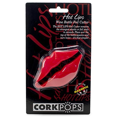 Premium Cork Pops Hot Lips 4-Blade Wine Bottle Foil Cutter - Magnetic Refrigerator Storage (4 x 2 Inch) - Perfect for Kitchen, Bar & Wine Cellar Organization