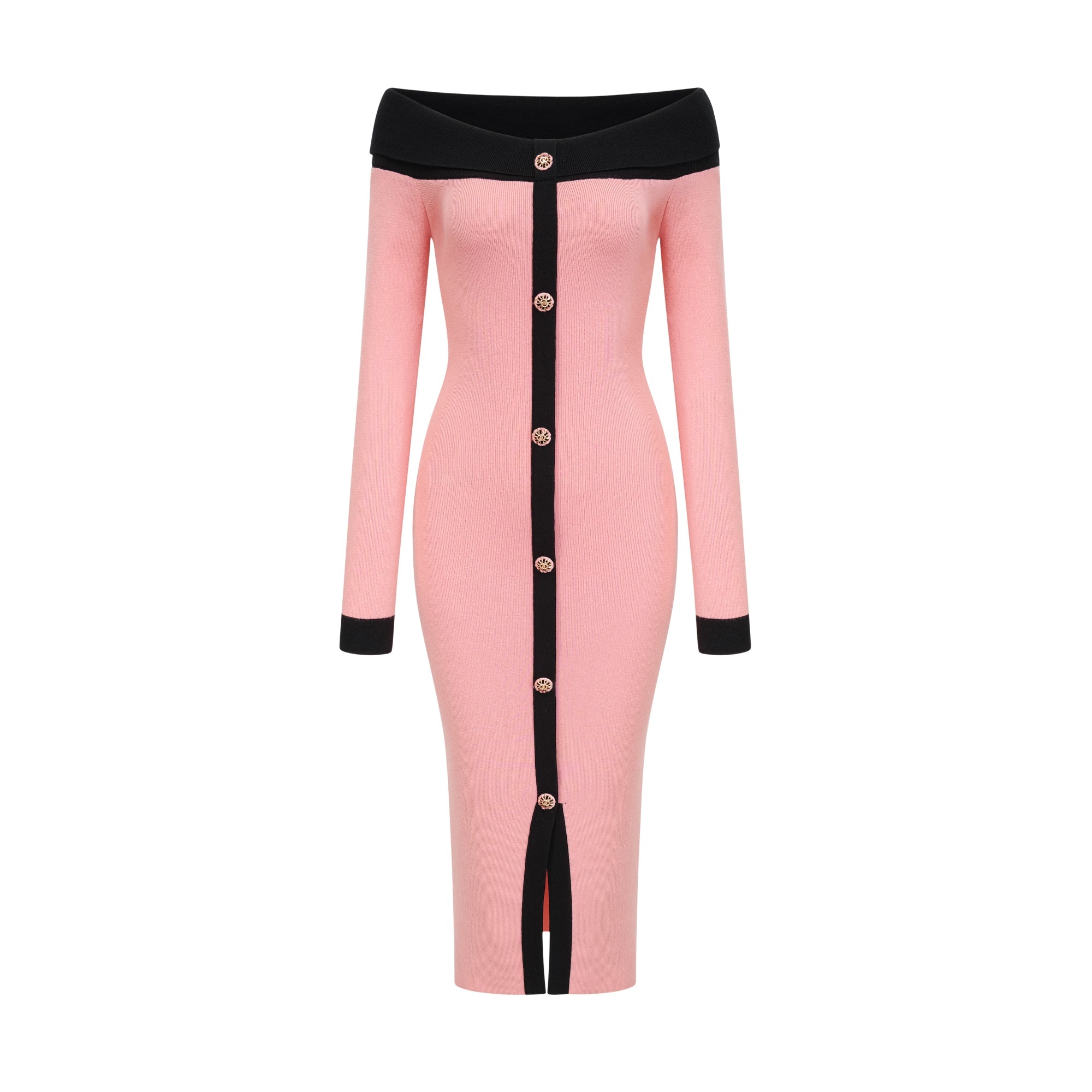 Elegant Carine Pink Midi Dress for Women - Flowy Summer Party & Wedding Guest Dress