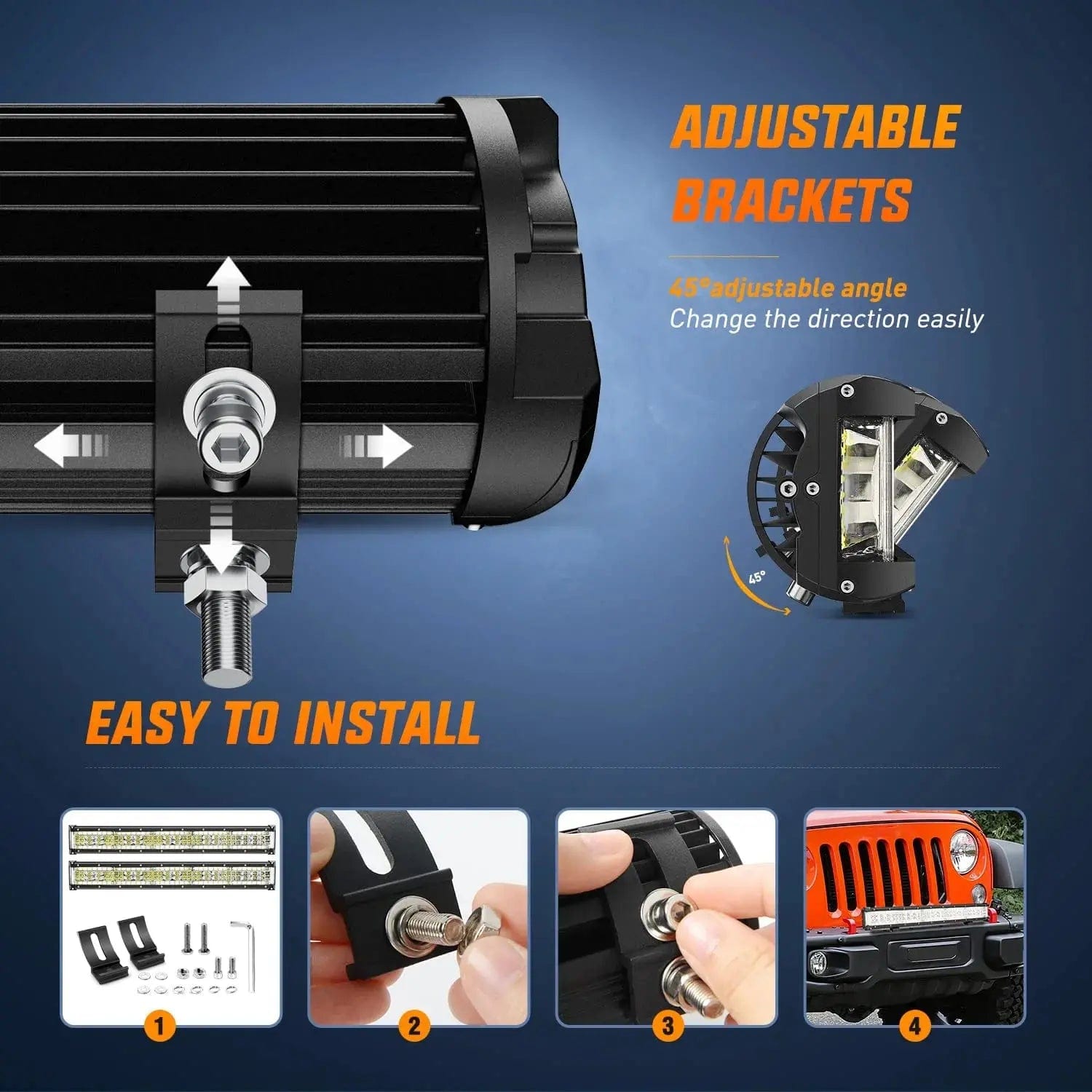 22 Inch 456W Quad Row LED Light Bar - Spot Flood Combo with 16AWG Wiring & 3-Pin Switch | Perfect for Off-Road Trucks, ATVs, UTVs, Boats & Marine Applications