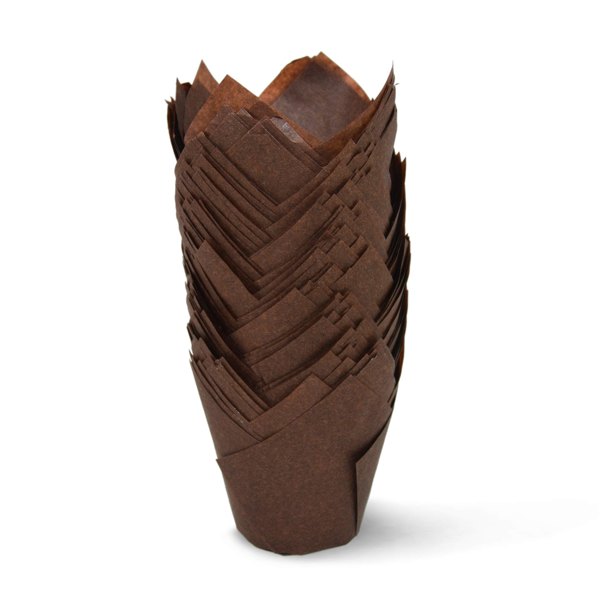 SimpleGood Brown Medium Size Tulip Baking Cups - 100 Pack Greaseproof Cupcake & Muffin Liners for Perfect Baking | Ideal for Parties, Weddings, and Home Baking
