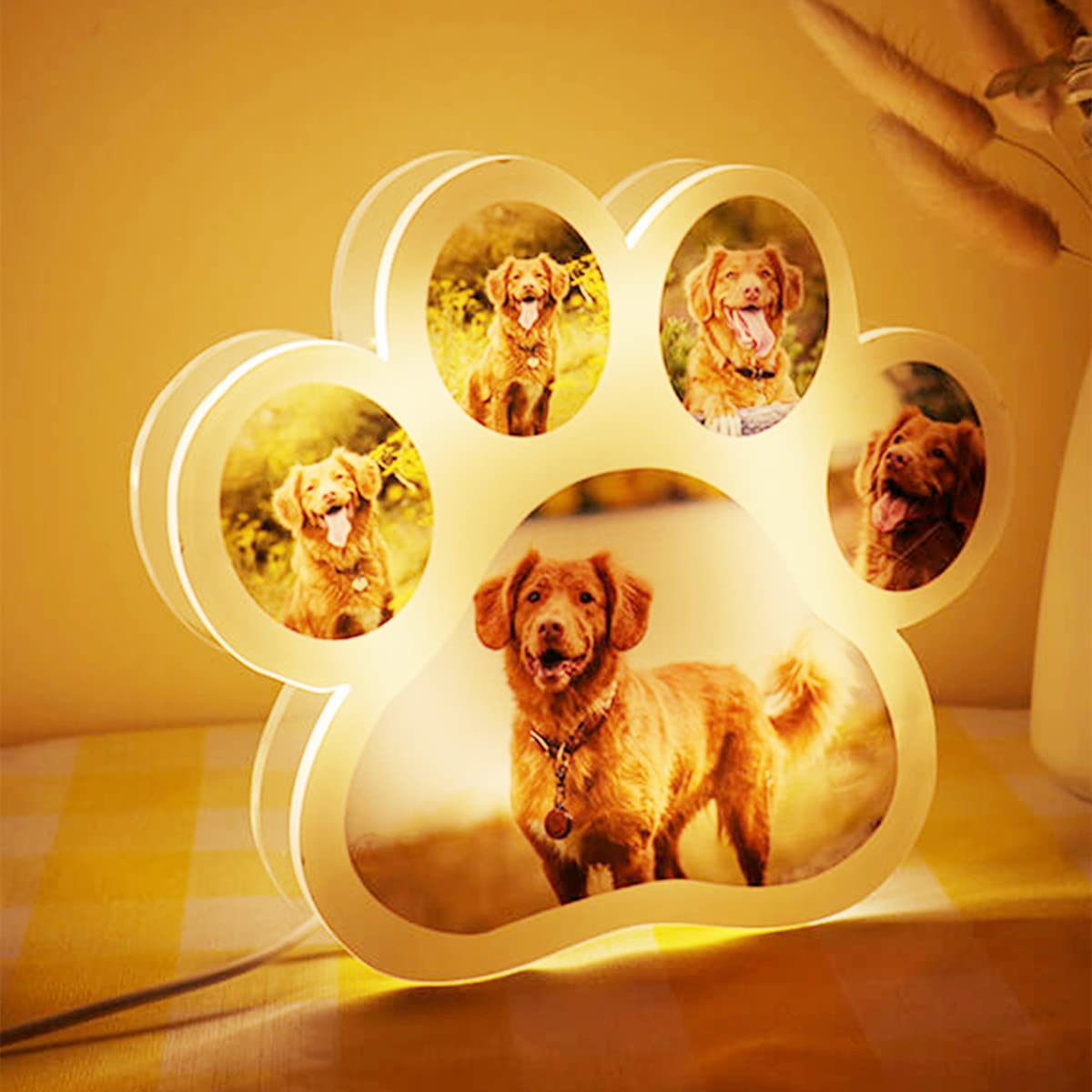 Custom Personalized Dog Paw Photo Lamp - Acrylic Night Light with Custom Image for Pet Lovers | Bedside Decor, Christmas & Birthday Gift for Dog Owners | Perfect for Bedrooms, Nurseries & Pet Memorials