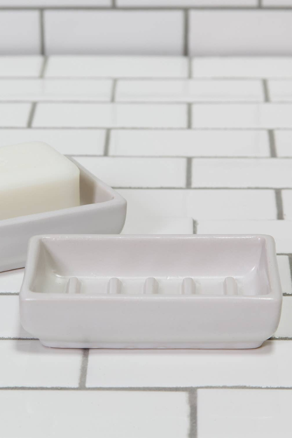 Luna Ceramic Soap Dish with Drainage - Elegant Bathroom Organizer for Sink Countertop, Shower, and Spa - Perfect for Bar Soap Storage and Home Decor