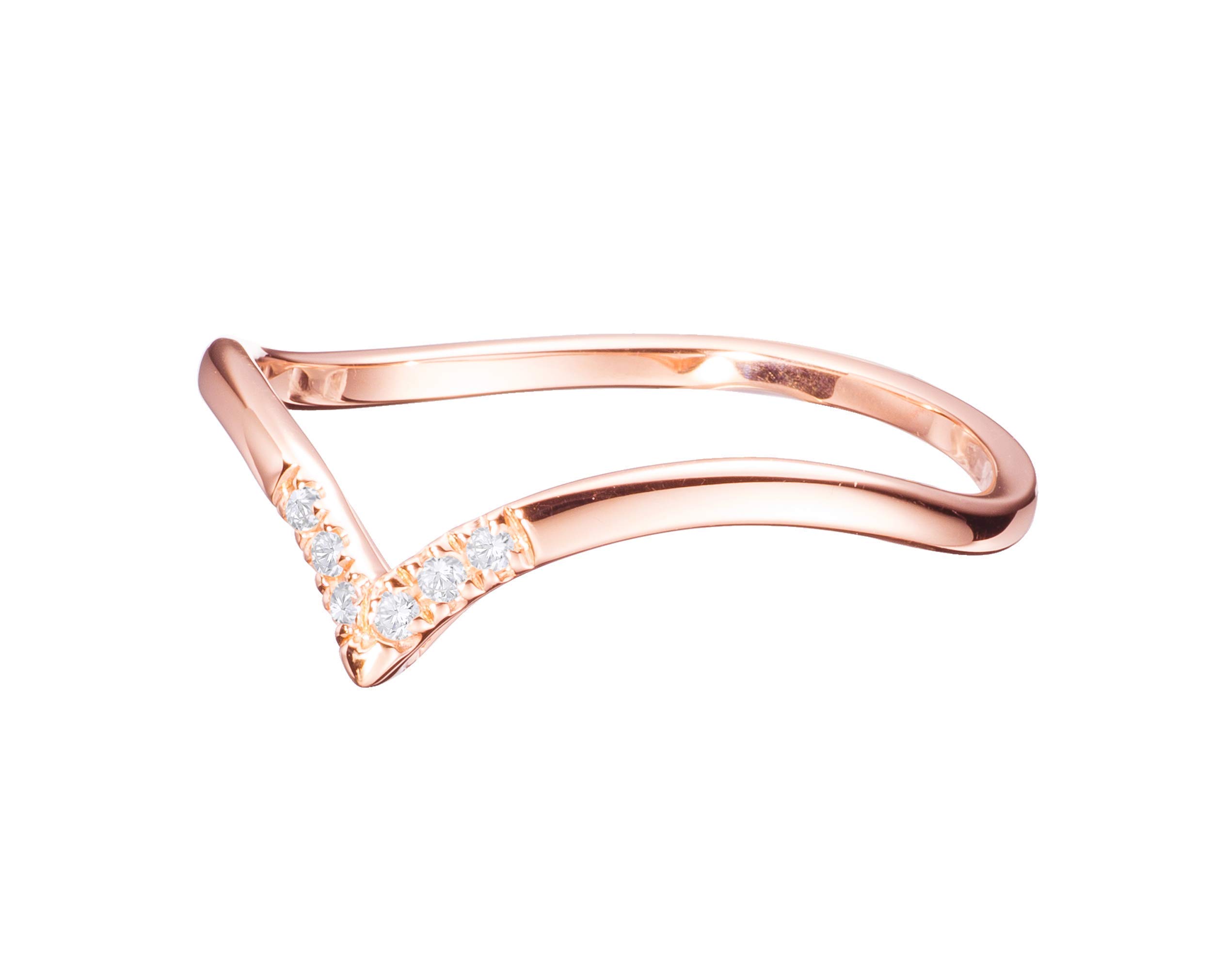 Majade 14K Rose Gold Diamond Chevron Ring - Handmade Minimalist V-Shaped Triangle Engagement & Wedding Band for Women | Perfect for Proposals, Anniversaries, and Special Occasions