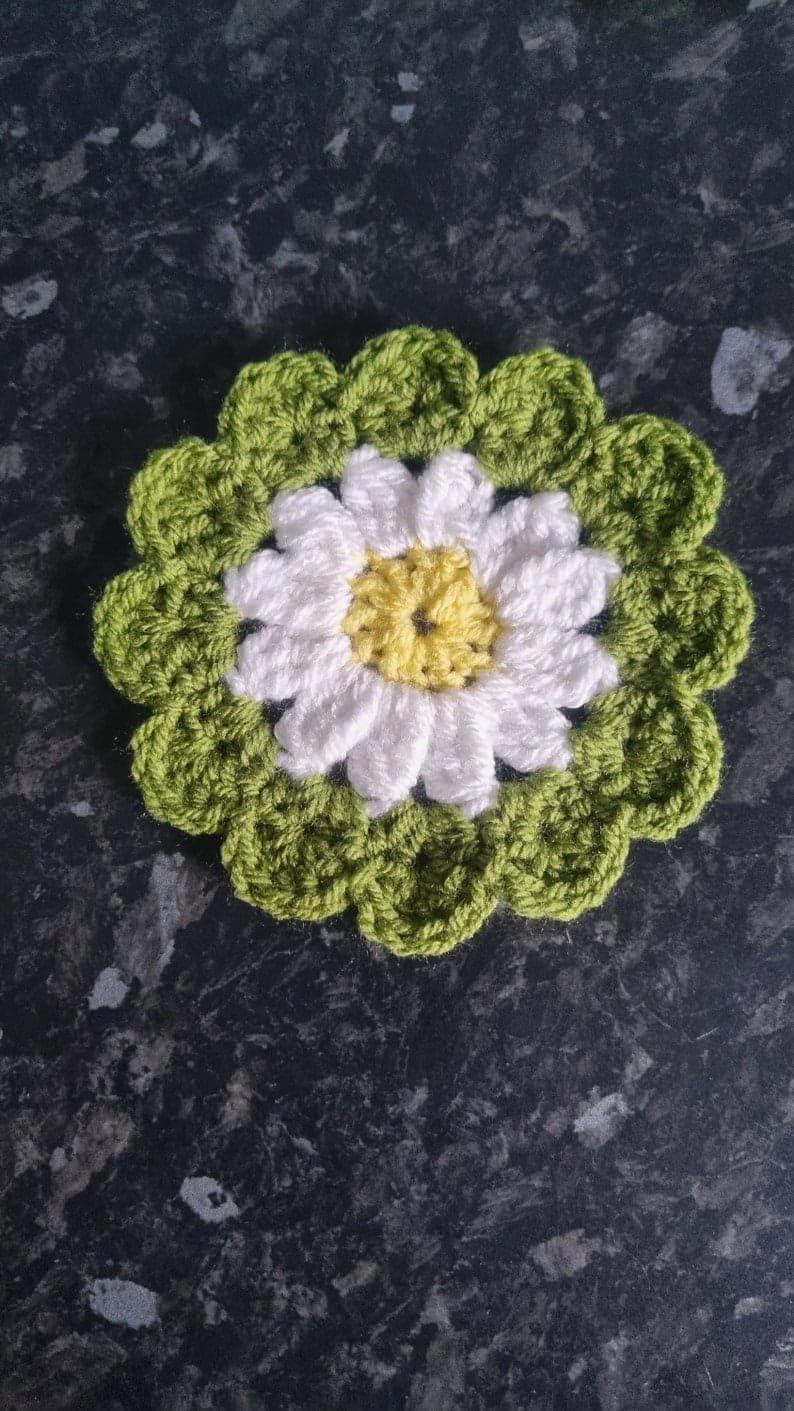 Handmade Crochet Doily Coasters Set of 6 - Cotton Lace Coasters in Green, White & Yellow - Custom Made - Perfect for Tea Parties, Home Decor & Gift Giving