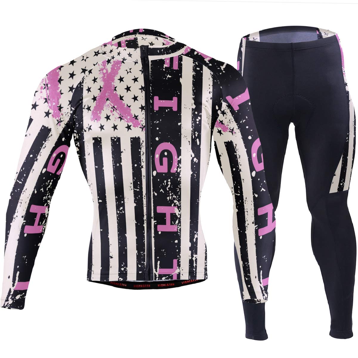 Oklahoma State Flag Men's Cycling Jersey & Padded Bike Pants Set - Long Sleeve Full Zip Quick-Dry Bicycle Clothing for Road & Mountain Biking