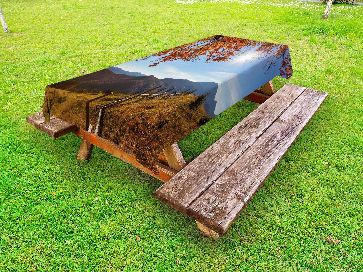 Ambesonne Autumn Leaves Tablecloth - Waterproof Washable Picnic Table Cover 58