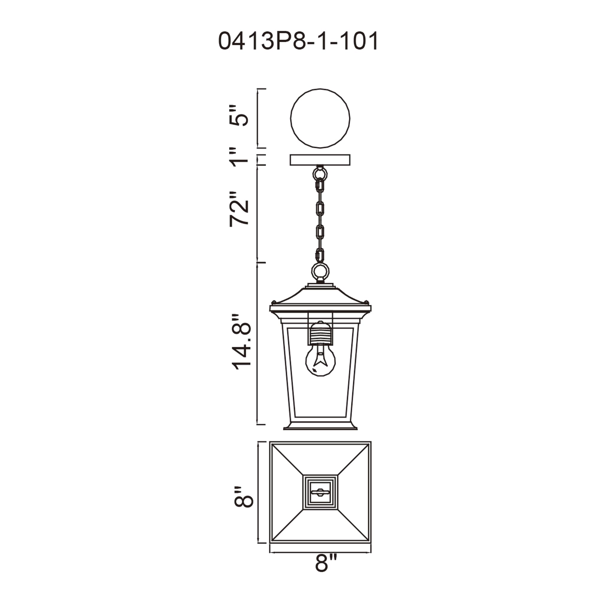 CWI Lighting Leawood 1-Light Black Outdoor Hanging Light Fixture - Waterproof Patio Porch Lantern for Garden, Backyard, and Entryway