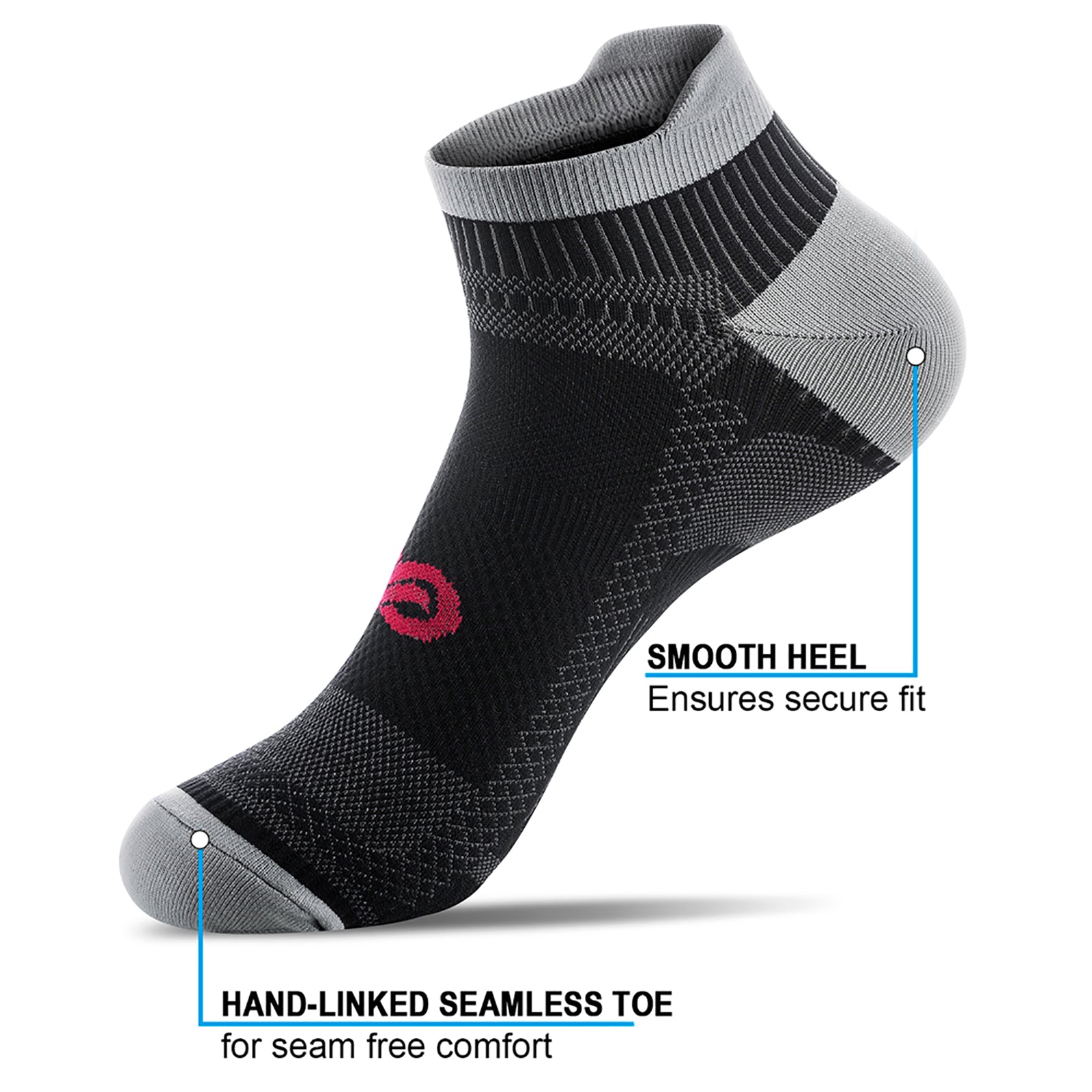 GECKOMAN x PAPLUS Ankle Compression Running Socks for Men & Women - 2 Pairs Pack - Moisture Wicking & Breathable for Marathon, Hiking, Gym Workout & Sports Performance