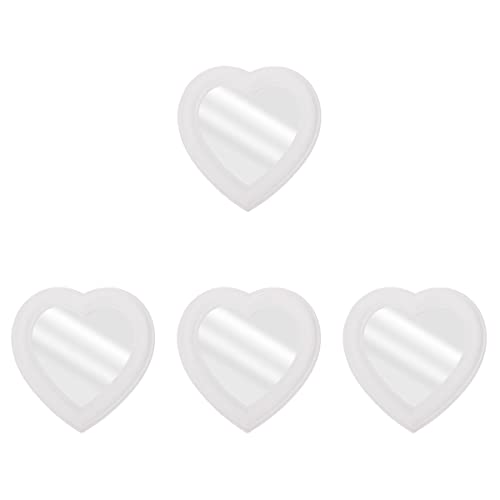 4 Pack Heart-Shaped Wall Mounted & Desktop Makeup Mirror for Women - Portable Vanity Mirror for Home, Bedroom, Bathroom & Travel