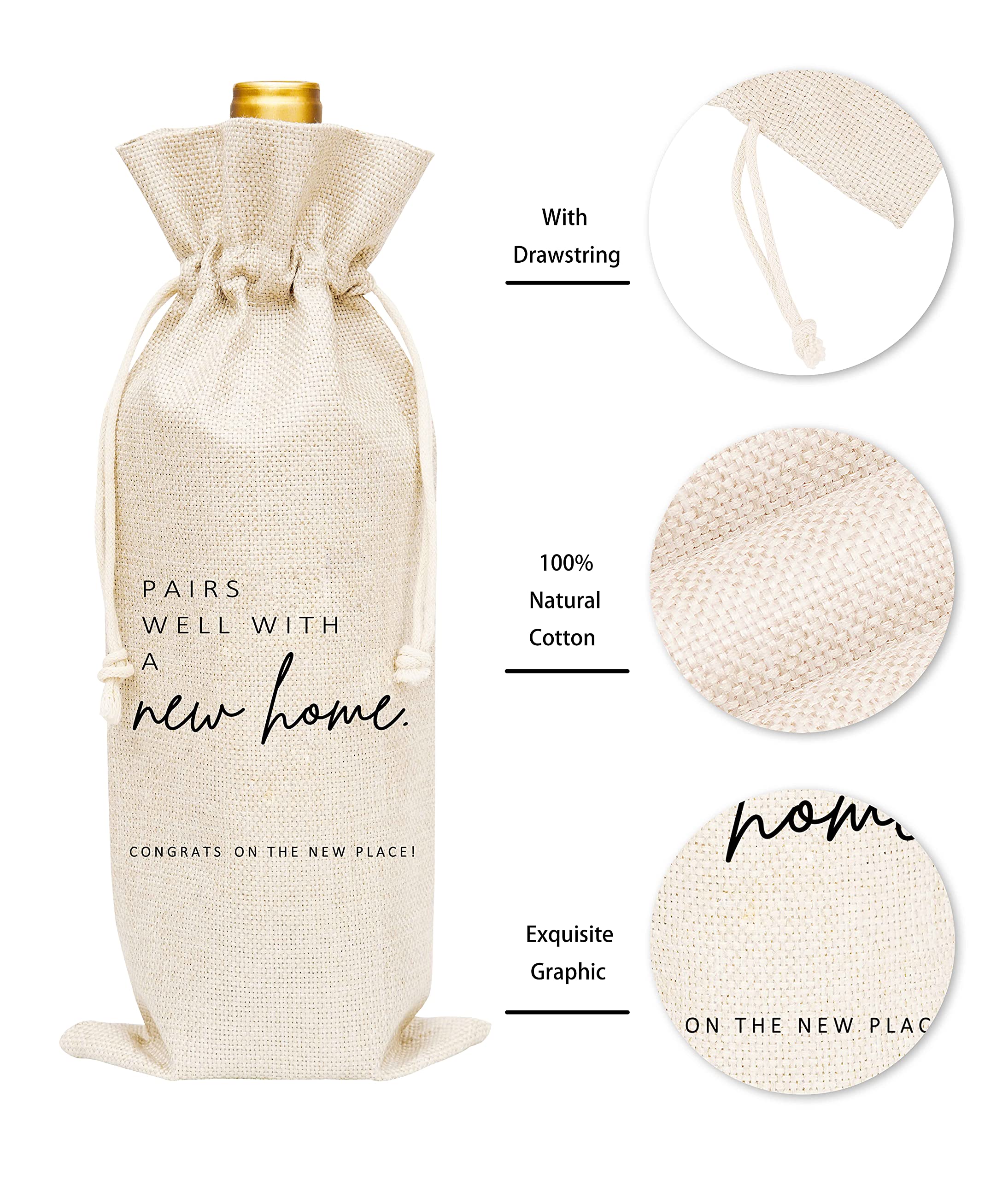 Elegant Housewarming Wine Gift Bags - Premium New Home Wine Gift for Friends & Clients - Perfect Realtor Closing Gift - 1 Piece Wine Bag (A47) - Ideal for Housewarming Parties, Client Appreciation & Real Estate Closing Gifts