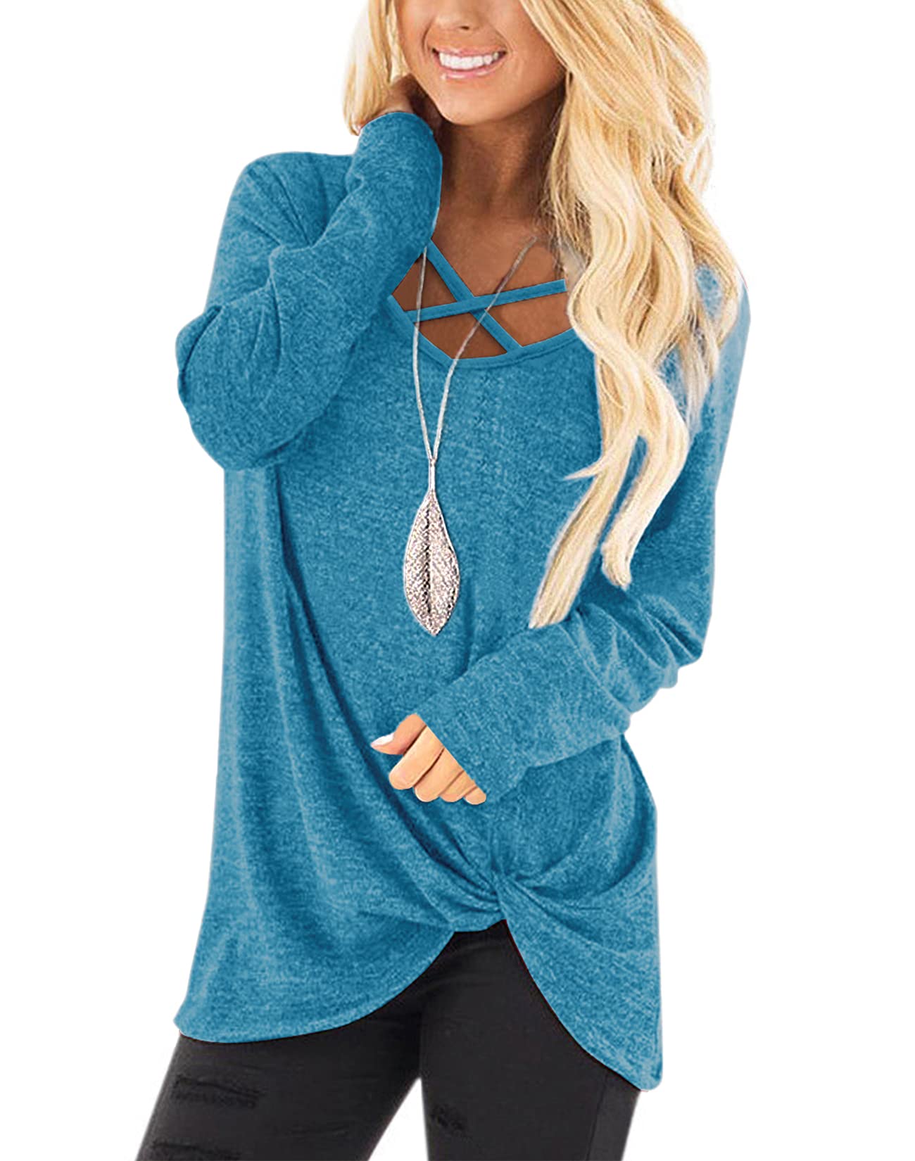 NIASHOT Women's Long Sleeve V-Neck Sweater Tops - Soft Casual Fall Knit Shirts for Work, Date Night & Cozy Autumn Outfits