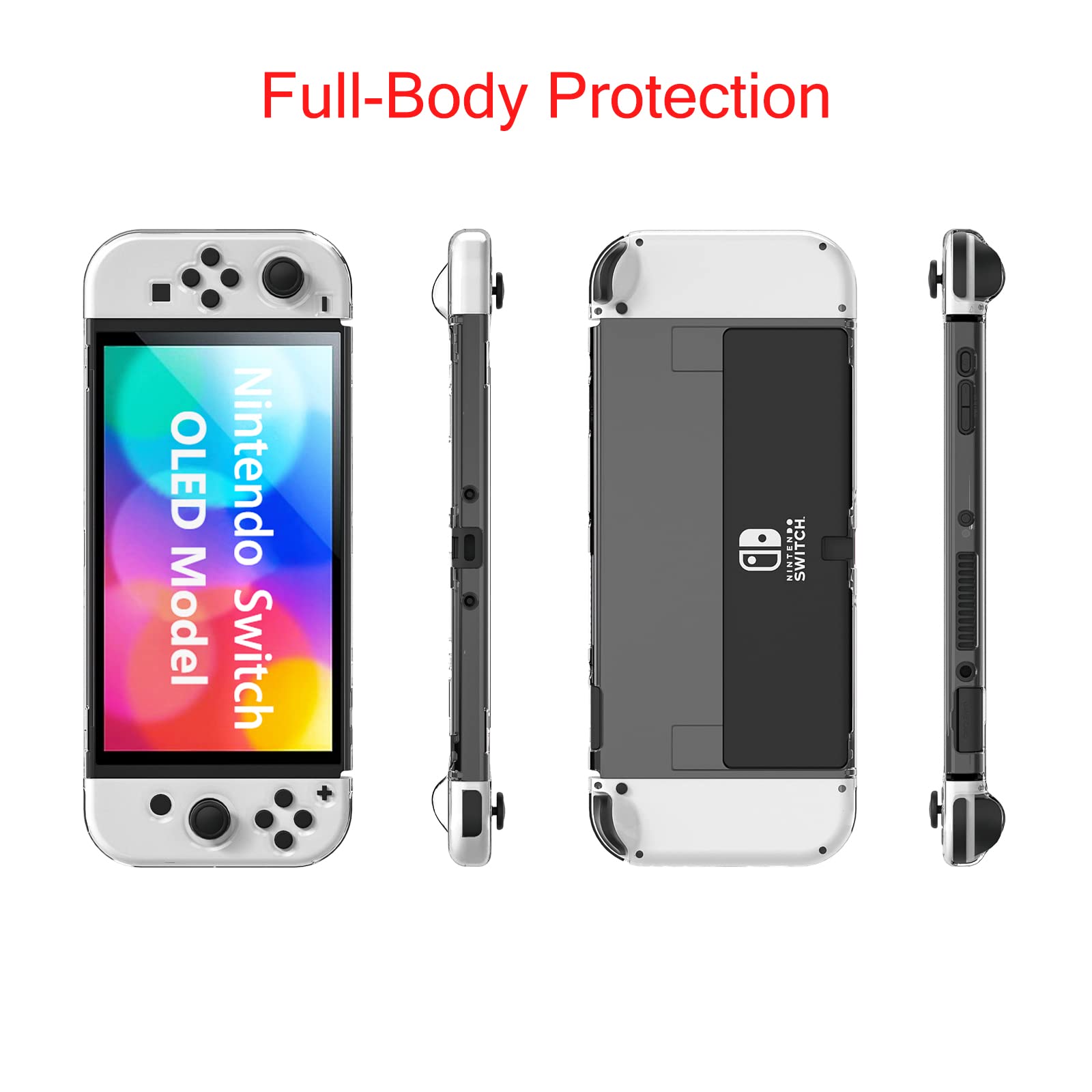Premium Nintendo Switch OLED Model 2021 Protective Case - Shockproof Dockable Hard PC Shell with Soft TPU Joy-Con Covers | Clear Transparent Design | Perfect for Gaming, Travel & Home Entertainment