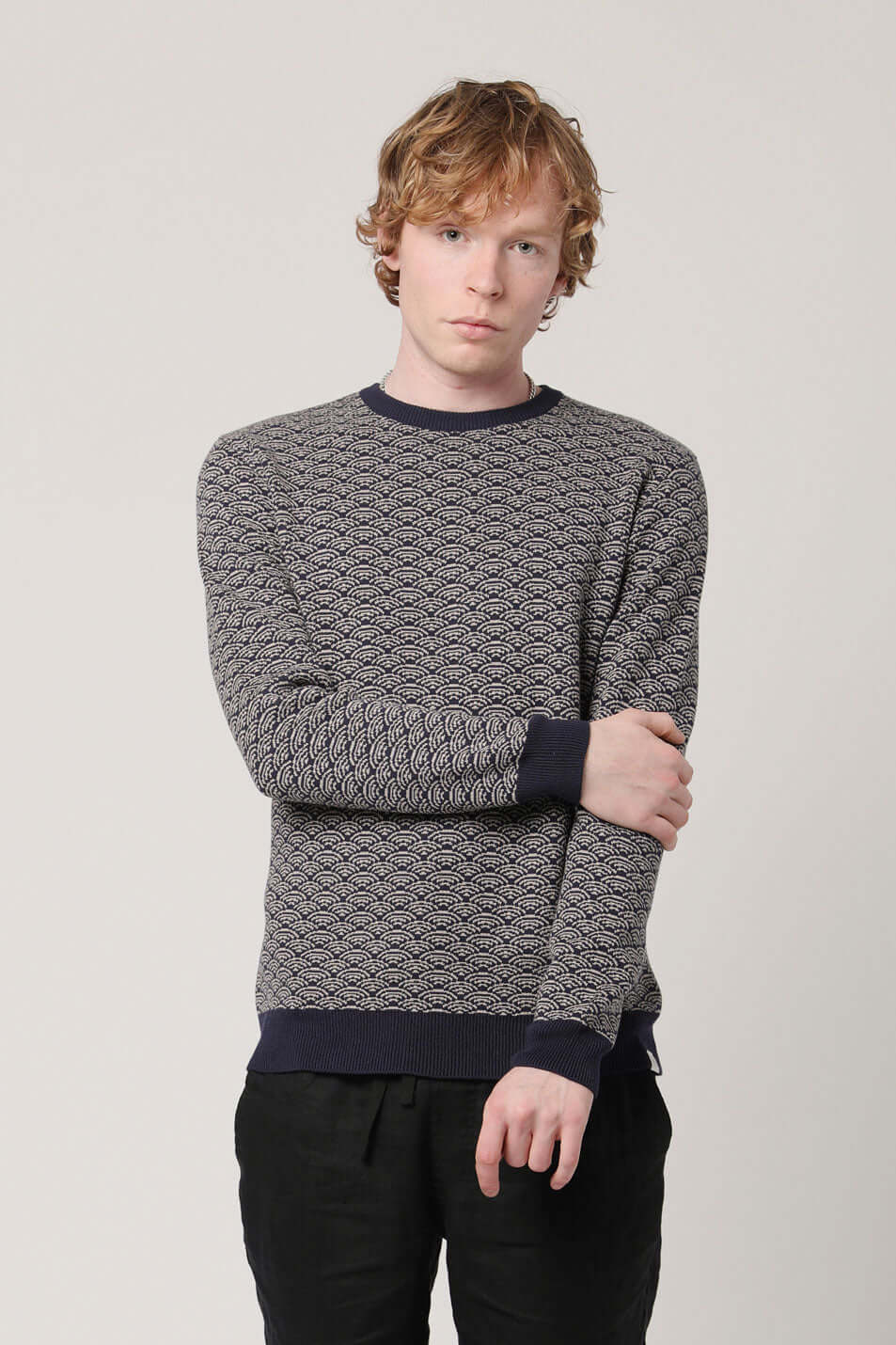Hakku Men's Organic Cotton Jumper - Navy Blue | Soft & Comfortable Pullover Sweater for Casual Wear, Office & Outdoor Activities