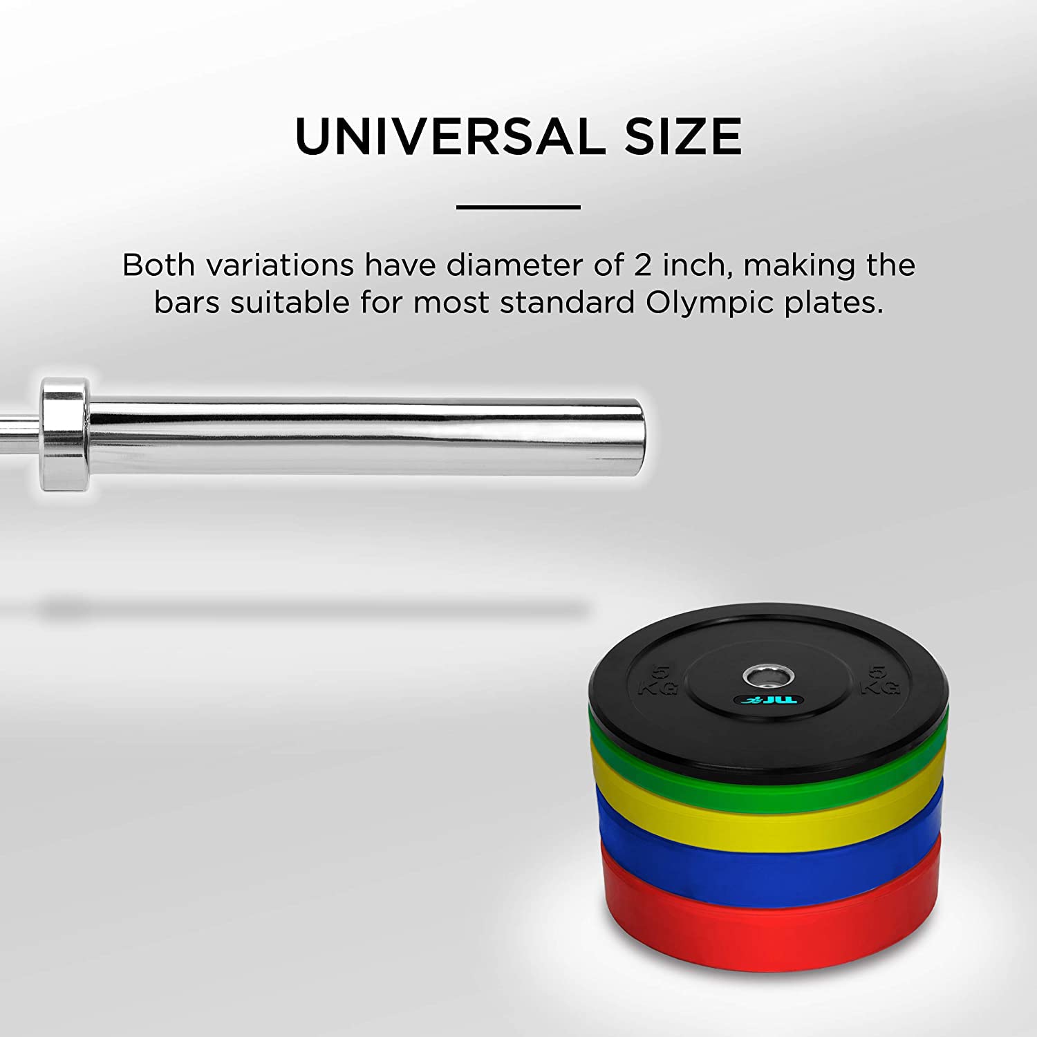 7 Ft Chrome Olympic Barbell Bar - Solid Iron Weighted Workout Bar with 2 Collars | 2-Inch Grip for Home Gym, Weightlifting & Powerlifting | Strength Training Equipment for Deadlifts, Bench Press & Squats