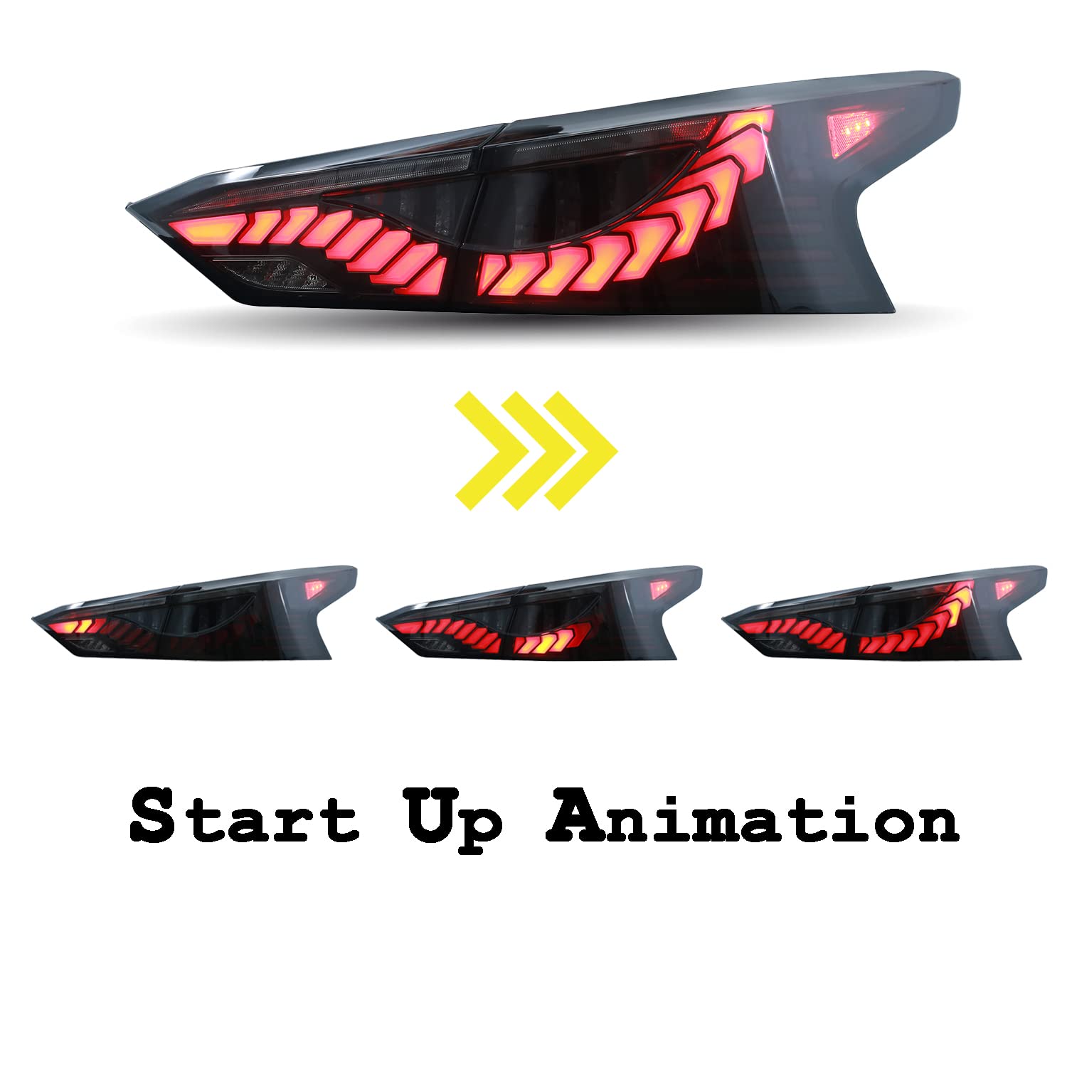 Inginuity Time LED Tail Lights for Nissan Altima 2019-2022 - Red Sequential Turn Signal Rear Lamps with Startup Animation - Upgrade Your Car's Style & Safety for Night Driving and Enhanced Visibility