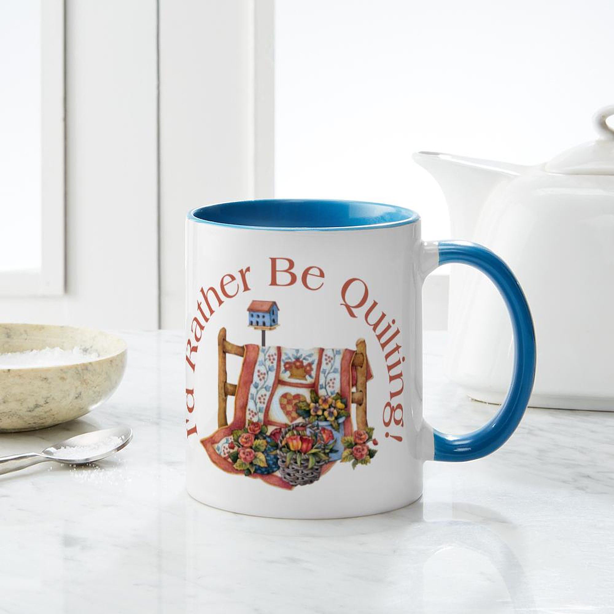 11 oz (325 ml) Ceramic Coffee Mug - Rather Be Quilting Design - Perfect for Tea, Hot Chocolate & Office Use - Ideal Gift for Quilters & Craft Lovers