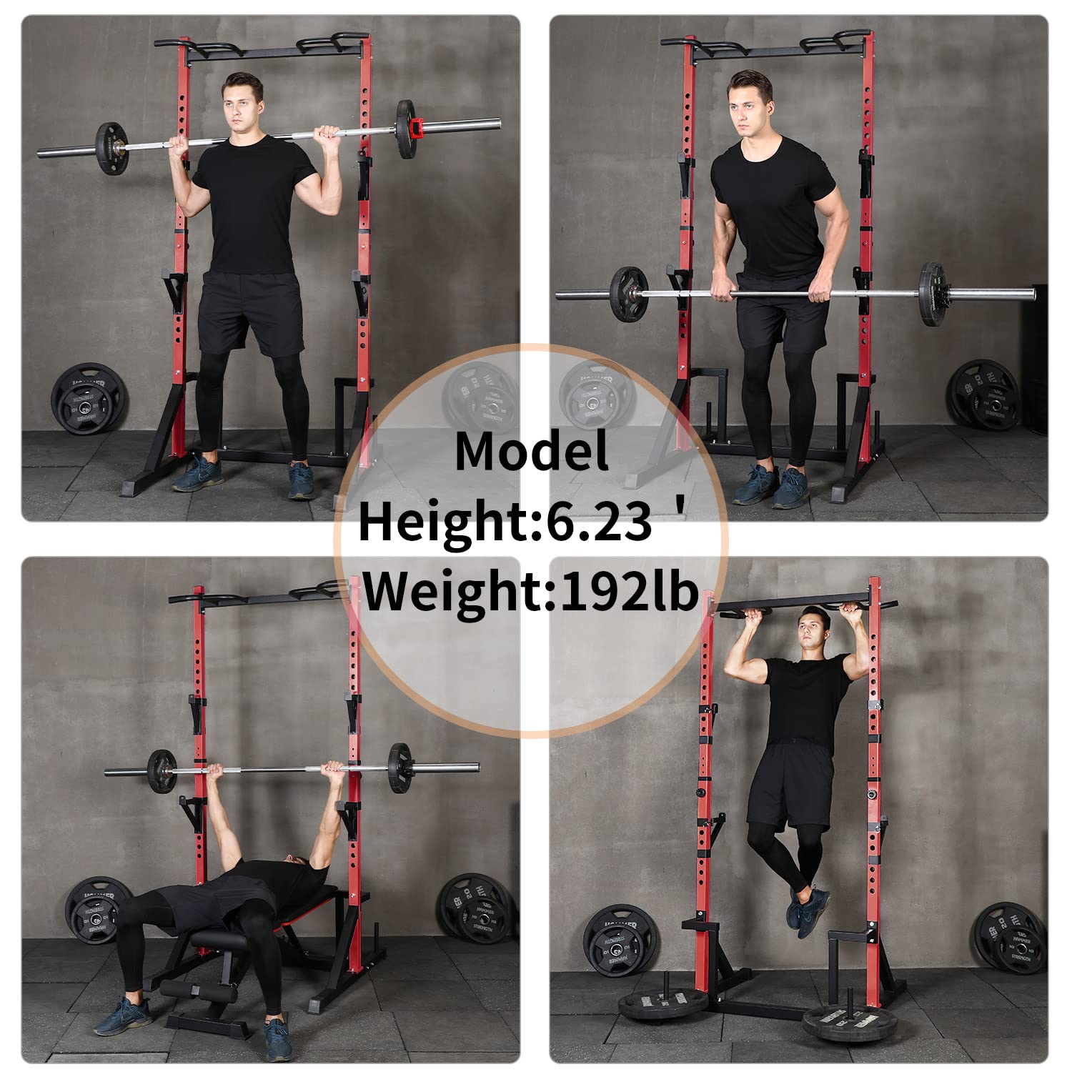 CANPA Heavy Duty Adjustable Power Rack with Pull-Up Bar - 1000lb Capacity Squat Stand for Home Gym, Strength Training & Weightlifting Equipment - Perfect for Garage Gym, CrossFit & Bodybuilding Workouts