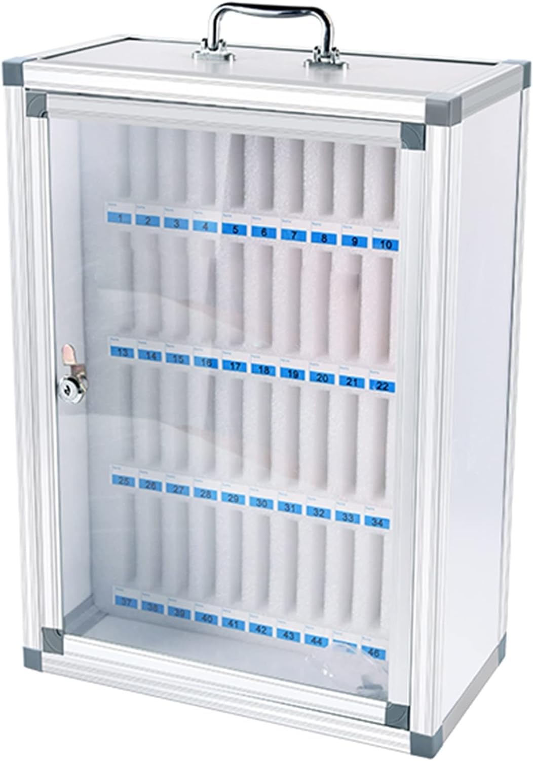 Premium Aluminum Alloy Cell Phone Locker & Storage Cabinet - Portable Mobile Phone Organizer Box for School, Office & Home (48 Pack) - Perfect for Classrooms, Meetings & Secure Device Storage