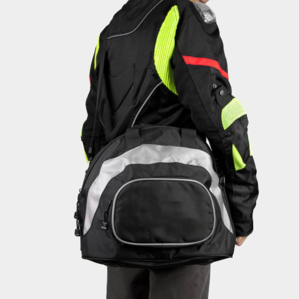 Motorcycle Helmet Bag - Waterproof Powersports Helmet Storage Backpack with Shoulder Strap, Multi-Functional Travel Luggage for Biking & Racing (Grey Black) - Perfect for Motorcycle Rides, Commuting & Outdoor Adventures