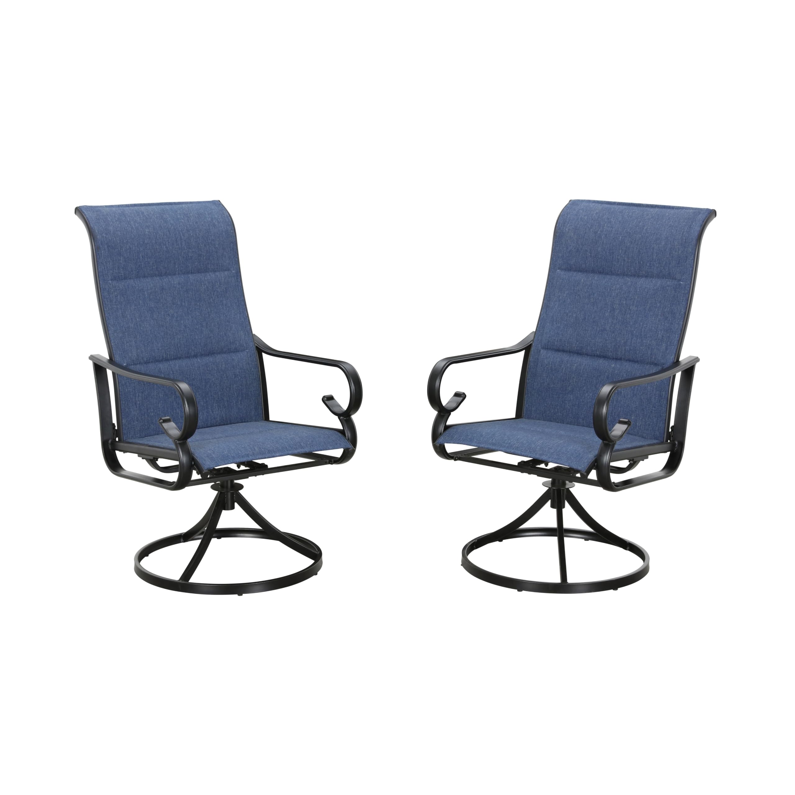 LOKATSE HOME 2-Piece Outdoor Bistro Set - Metal Swivel Patio Dining Chairs (Blue) for Garden, Balcony & Backyard Relaxation
