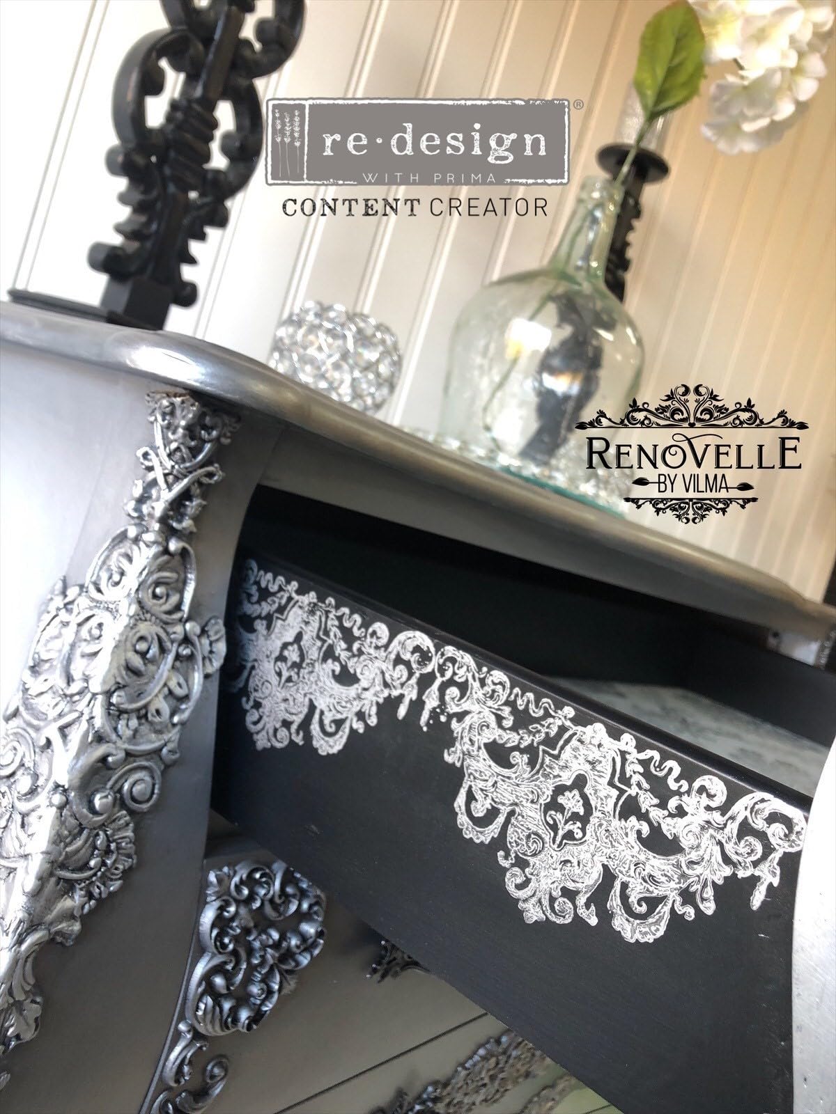 Redesign Decor Clear-Cling Stamps - Chateau De Maisons Wall Decals for Furniture, Nightstand, Vanity & Desk | Easy DIY Wall Art & Home Décor | Perfect for Bedroom, Living Room & Office Spaces