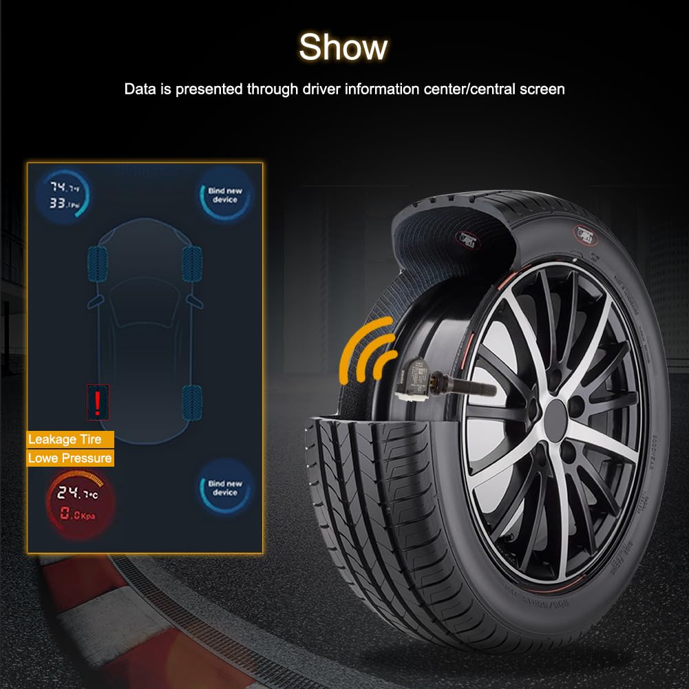 ROADFAR 315MHz Programmable TPMS Tire Pressure Monitoring System Sensor - 4 Pack Compatible with Chevrolet Vehicles | Perfect for Highway Safety & Off-Road Adventures