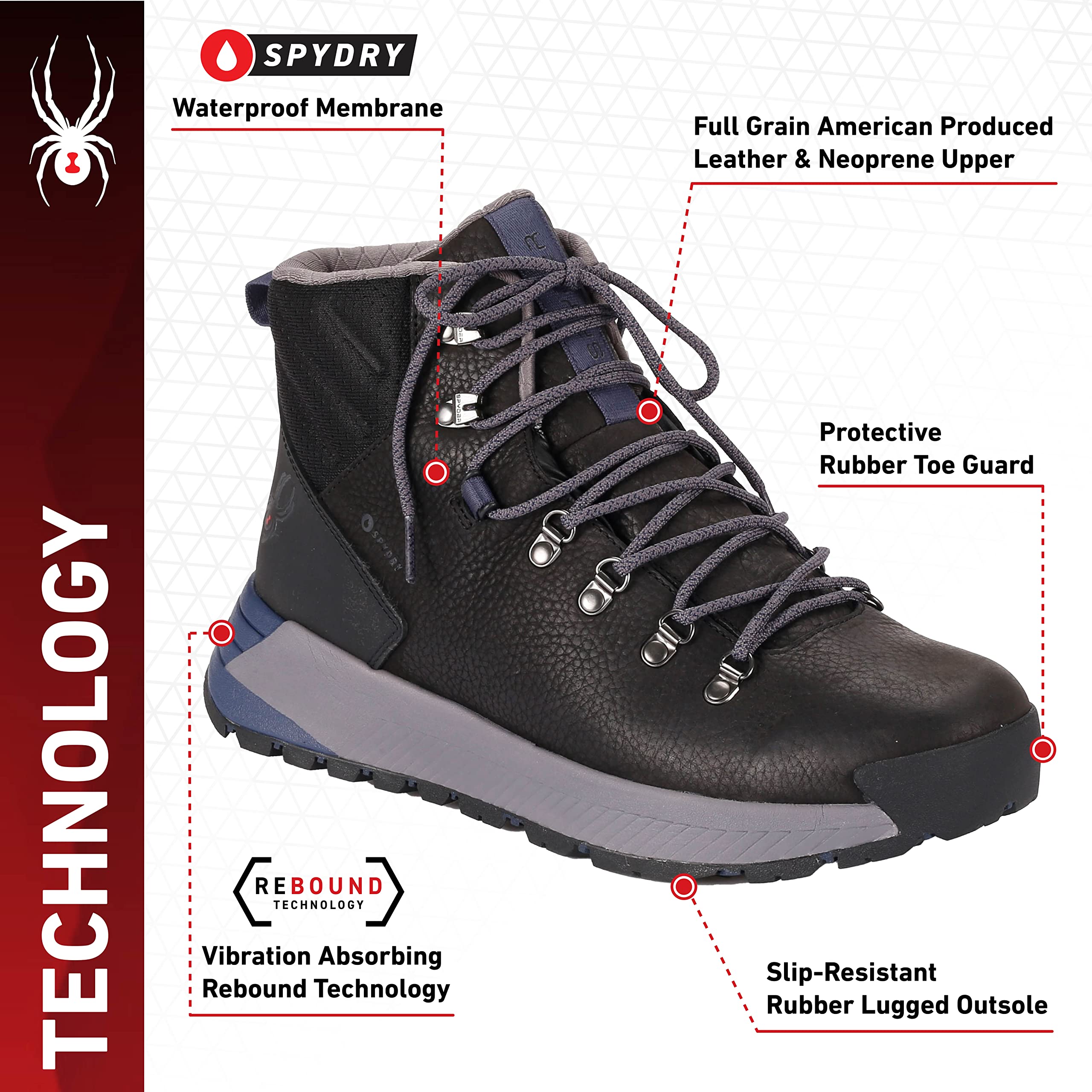 Spyder Men's Waterproof Hiking Shoes - Lightweight Trail Running Shoes for Outdoor Adventures, Camping & Mountain Climbing