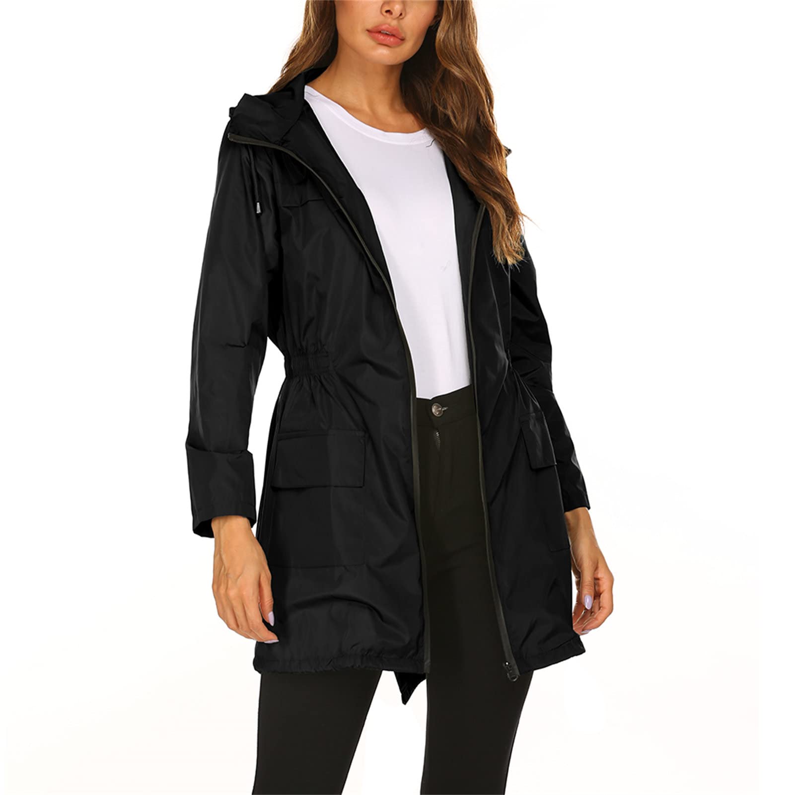 Women's Waterproof Raincoat with Hood - Lightweight Windbreaker Jacket for Outdoor Hiking, Travel & Daily Commute | All-Weather Protection for Rain & Wind