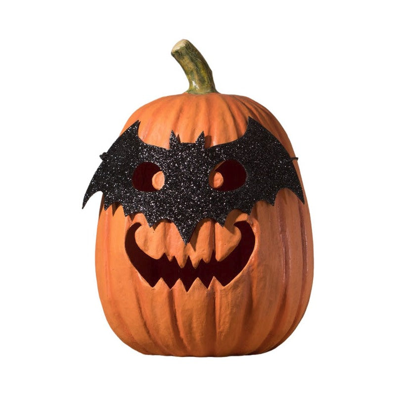 Bat Masquerade Pumpkin Halloween Decor - Handcrafted by Bethany Lowe Designs - Perfect for Spooky Home Decor, Party Centerpieces & Autumn Table Settings