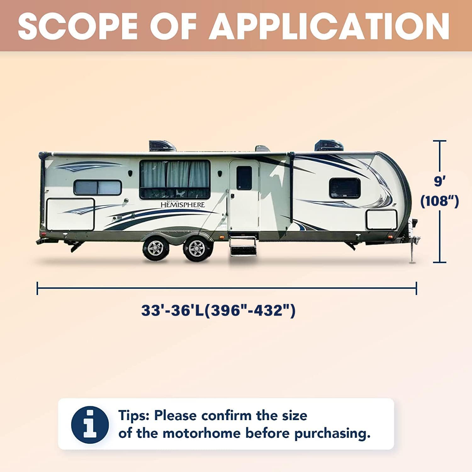 33-36ft RV Cover - Waterproof & UV Resistant Travel Trailer Camper Cover with Gutter Jack | All-Weather Protection for Outdoor Storage & Camping Trips
