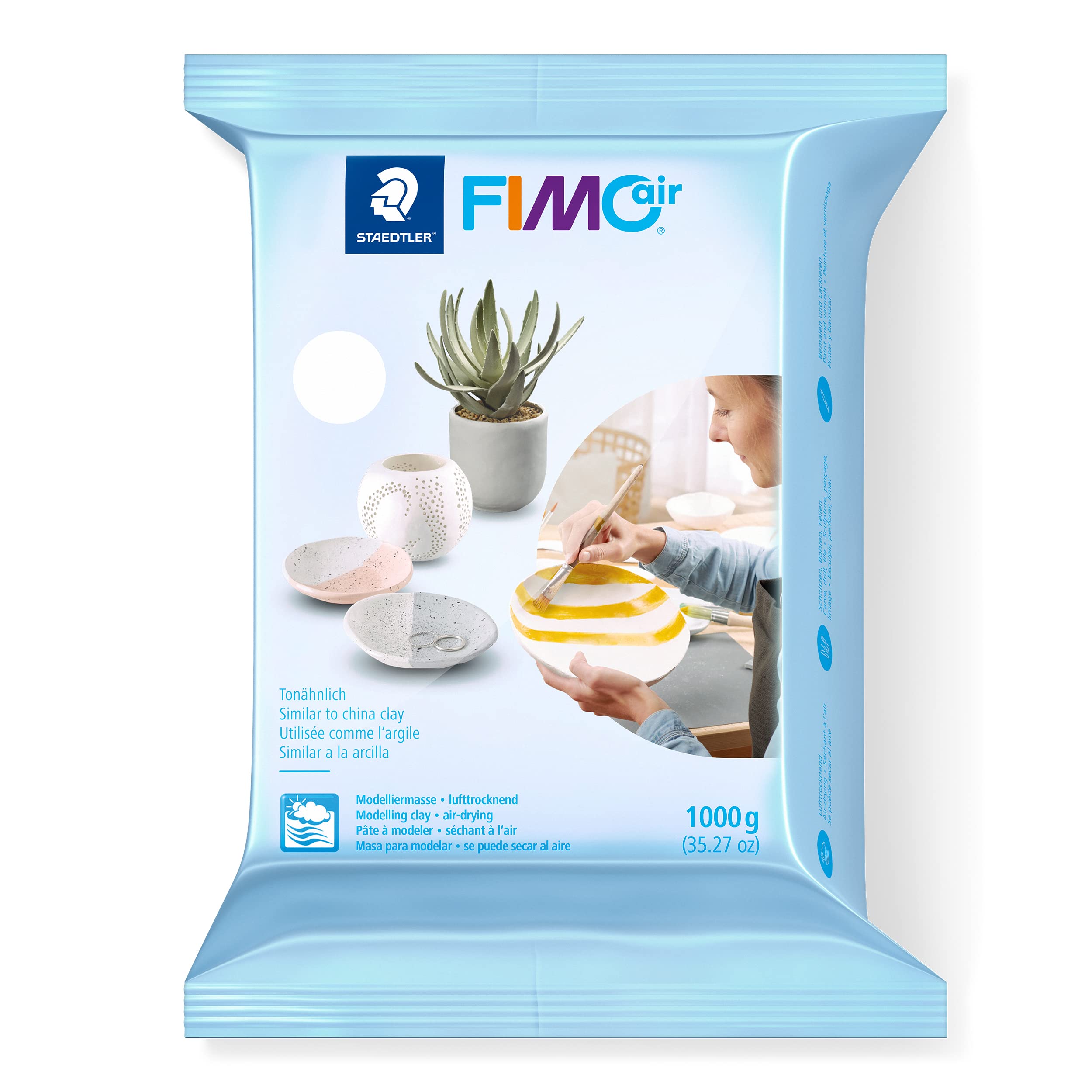 STAEDTLER 8101-0 FIMO Air Basic White Air-Drying Modeling Clay - 1 kg (2.2 lb) for DIY Crafts, Sculpting & Kids Art Projects