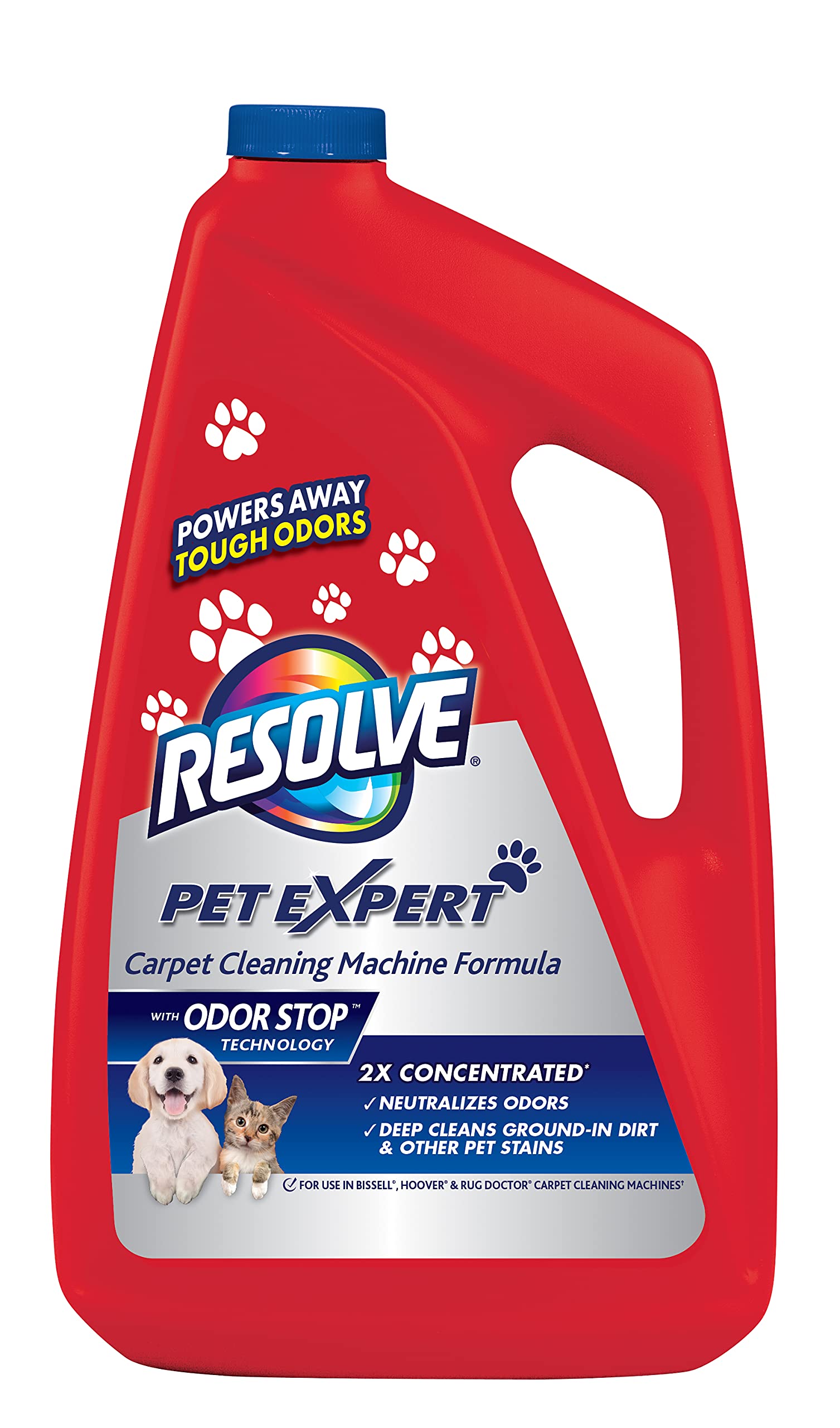 Resolve Carpet Cleaner Solution for Steam Machines - Safe for Bissell, Hoover & Rug Doctor - Pet Stain & Odor Remover - 48 Fl Oz - Deep Cleans Carpets & Upholstery for Homes with Pets & Kids
