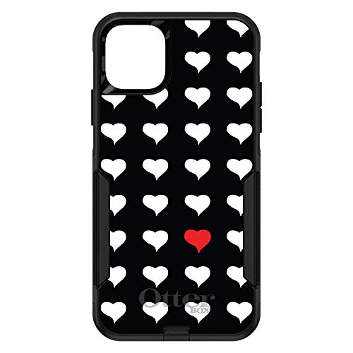 Red White Black Repeating Hearts On Black Case
