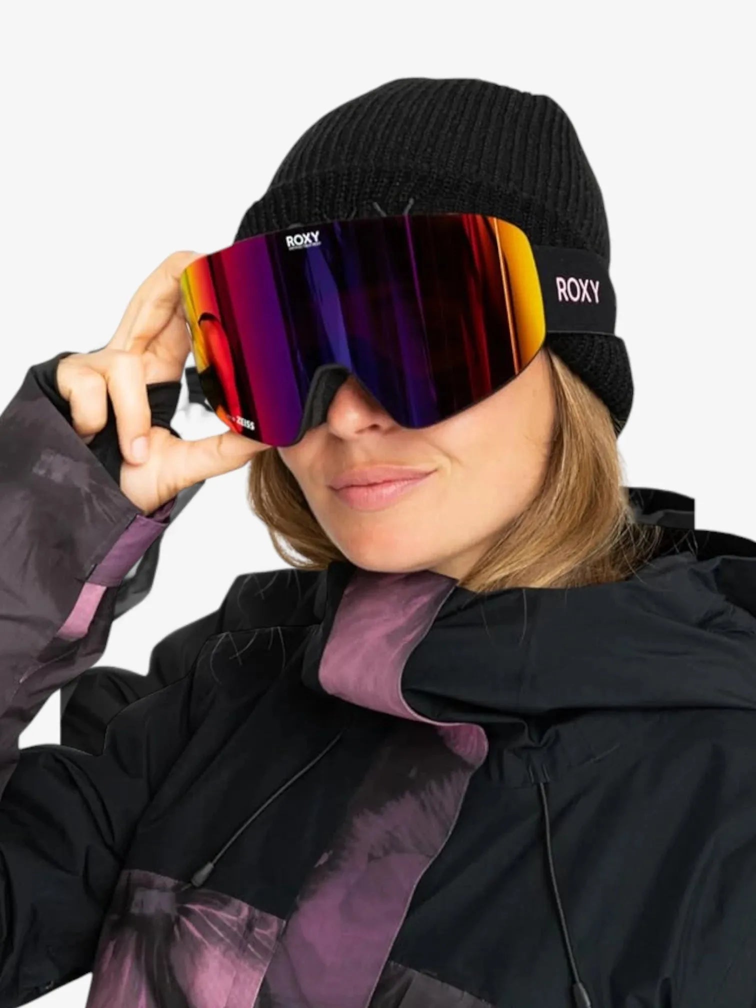 ROXY Feelin Color Luxe Snow Goggles - Black & Pink for Skiing, Snowboarding & Winter Sports | UV Protection & Anti-Fog Lens