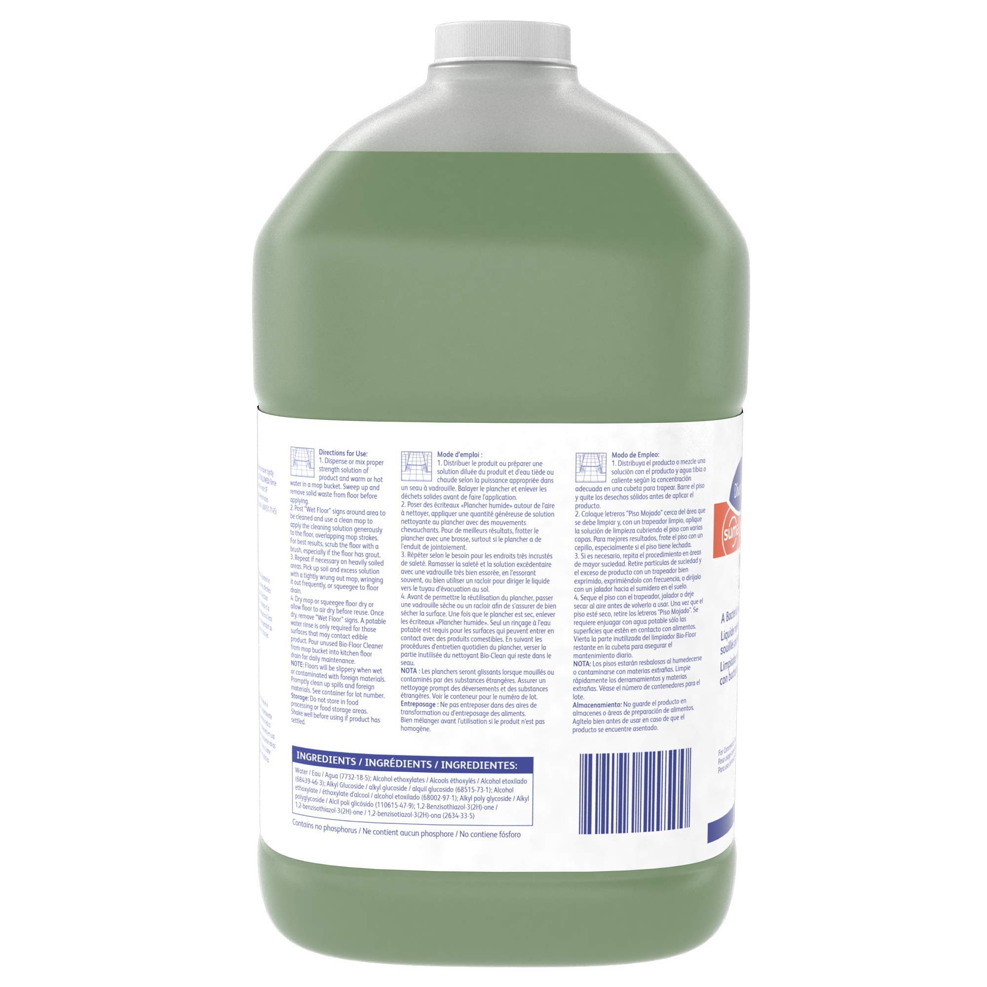 Diversey Suma Bio-Floor Cleaner Concentrate - 1 Gallon (4 Pack) | Eco-Friendly Floor Cleaning Solution for Hospitals, Schools & Commercial Spaces