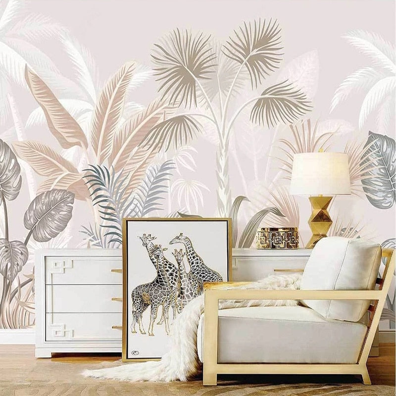 3D Tropical Plants Wallpaper Murals - Realistic Jungle & Botanical Wall Decor for Living Room, Bedroom & Office
