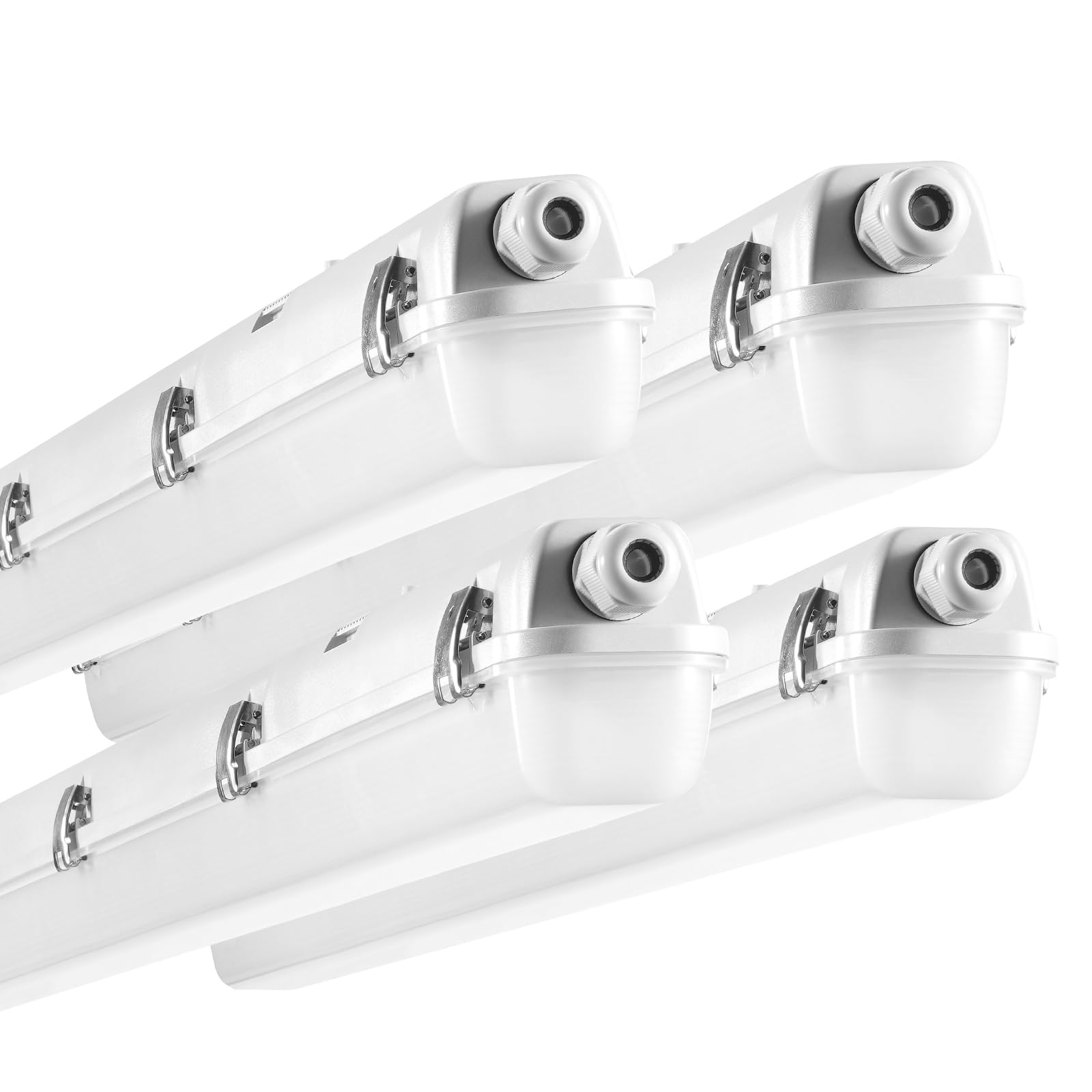 VEVOR 4FT LED Vapor Tight Light Fixture - 60W 7400LM Waterproof IP65 5000K - Durable Lighting for Outdoor, Warehouse, Freezer & Car Wash - Energy Efficient Vapor Proof Lights (4-Pack) - Perfect for Cold Environments, Parking Lots & Semi-Outdoor Areas