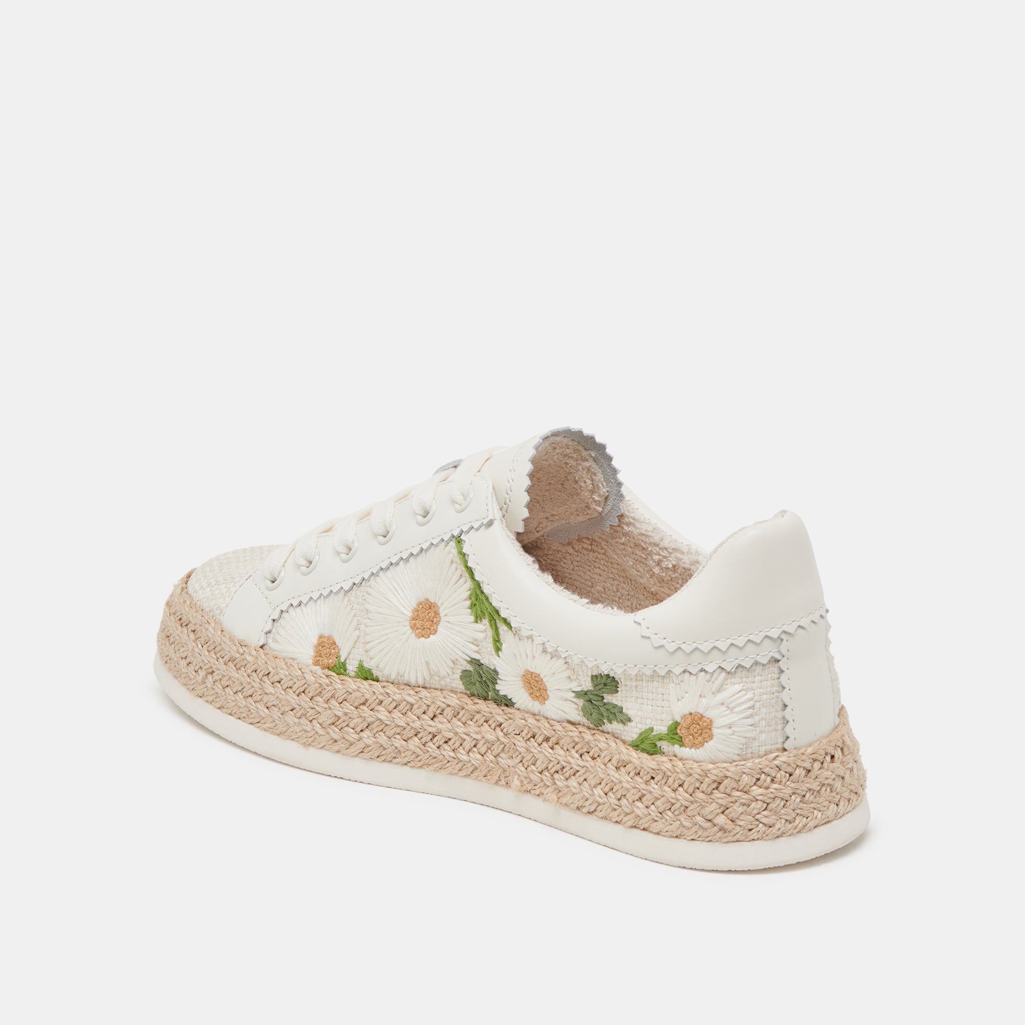 AZALIA Women's White Floral Raffia Sneakers - Comfortable Casual Shoes for Summer, Beach, and Outdoor Activities