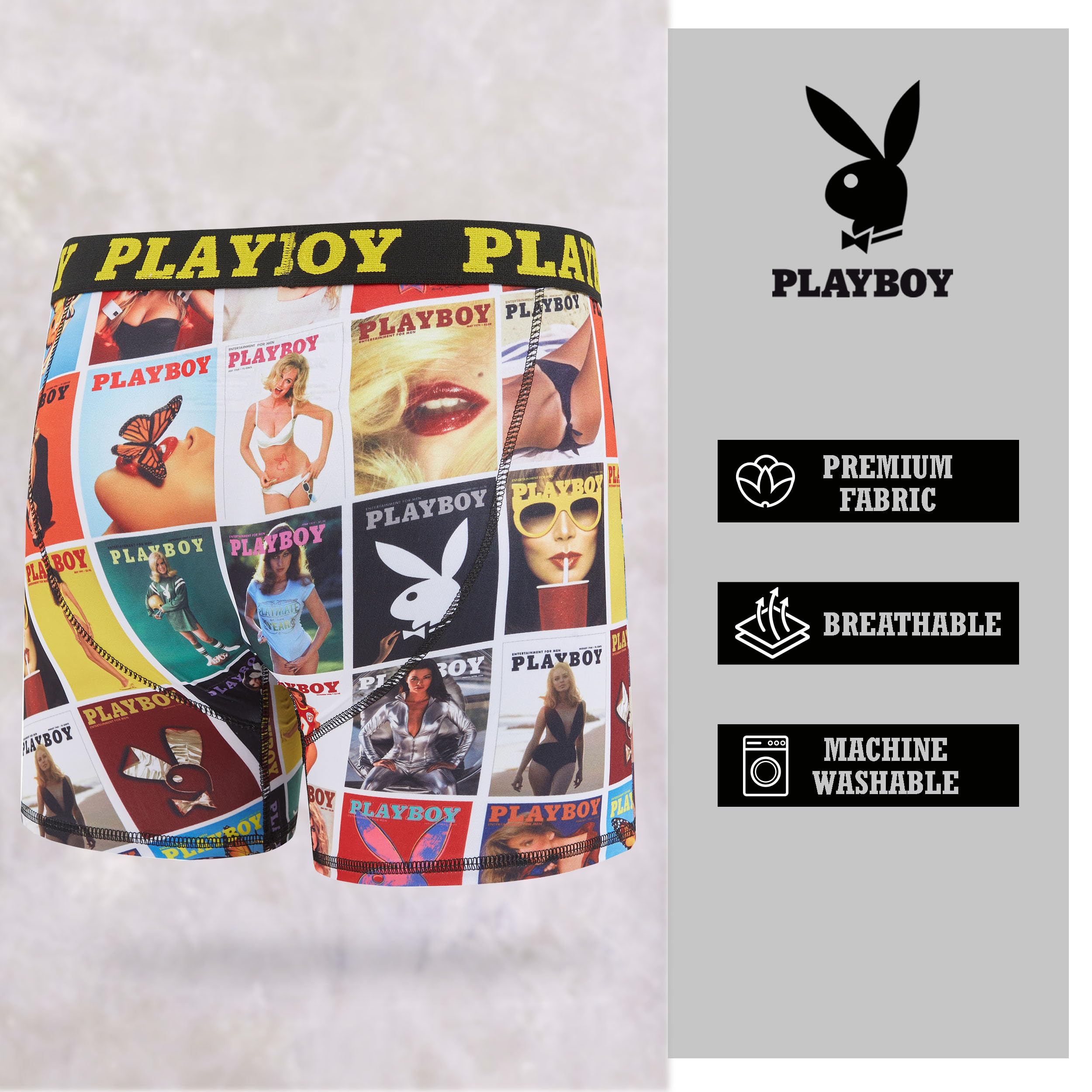 Playboy Men's Underwear - Comfortable Cotton Boxer Briefs for Men, Funny Novelty Gift for Boyfriend/Husband - Perfect for Casual Wear, Lounge & Gifts