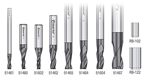 Amana Tool AMS-152 8-Piece Solid Carbide Spiral Router Bit Set with AlTiN Coating for CNC Woodworking - Perfect for Milling, Engraving & Precision Cutting in Hardwoods, Plastics & Composites